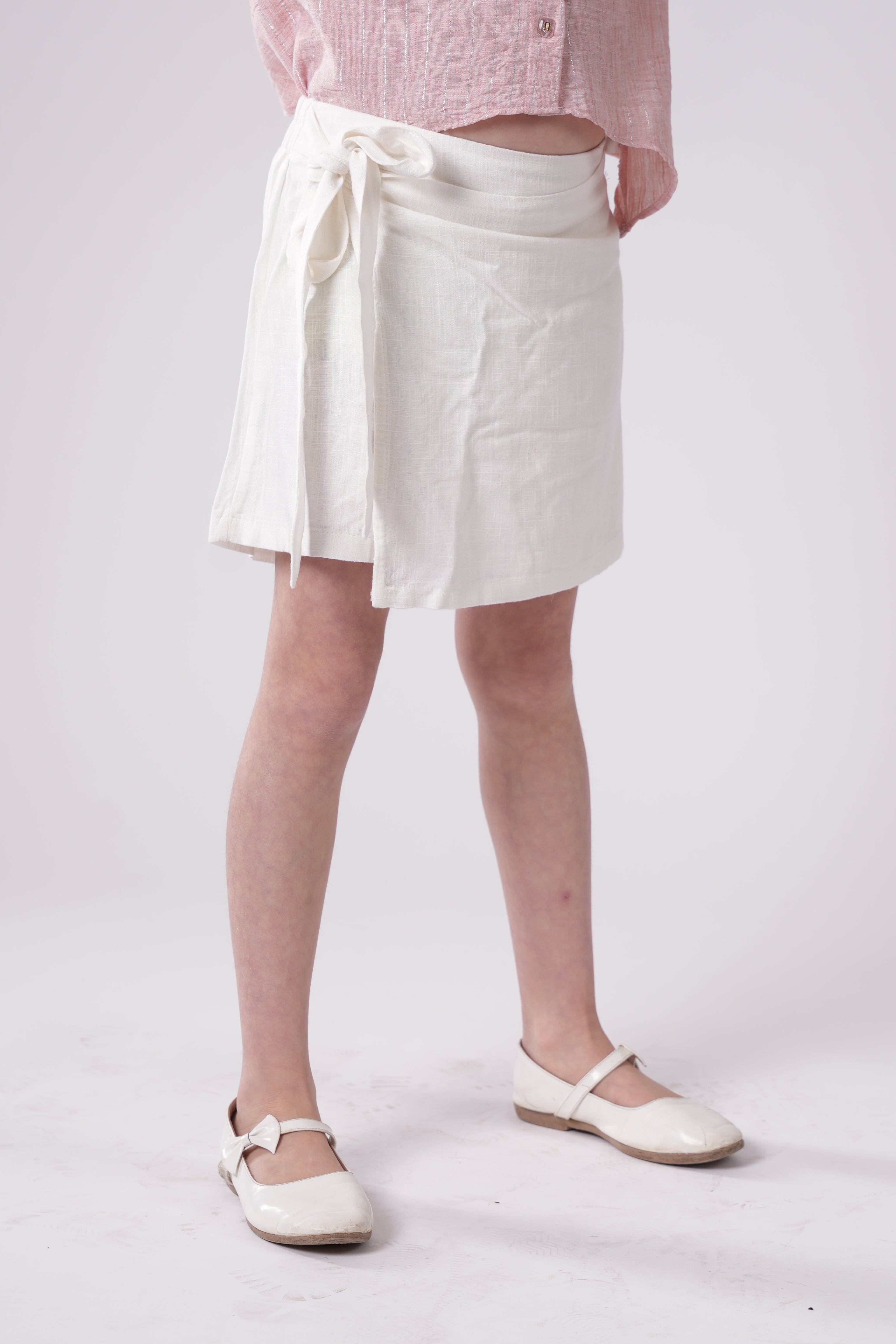 Girls’ Linen-Blend Wrap Skirt