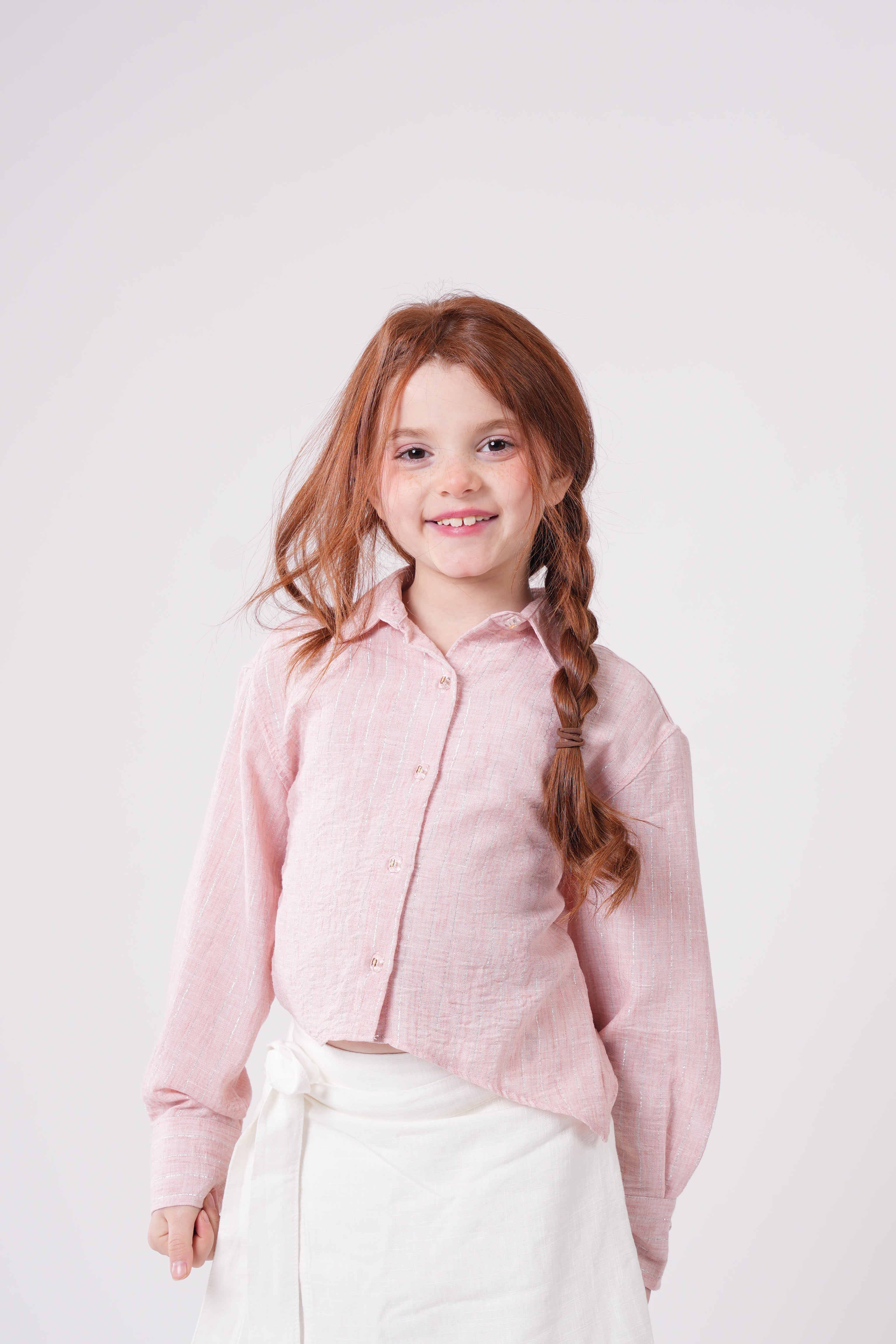 Girls’ Long-Sleeve Button Down Striped Shirt