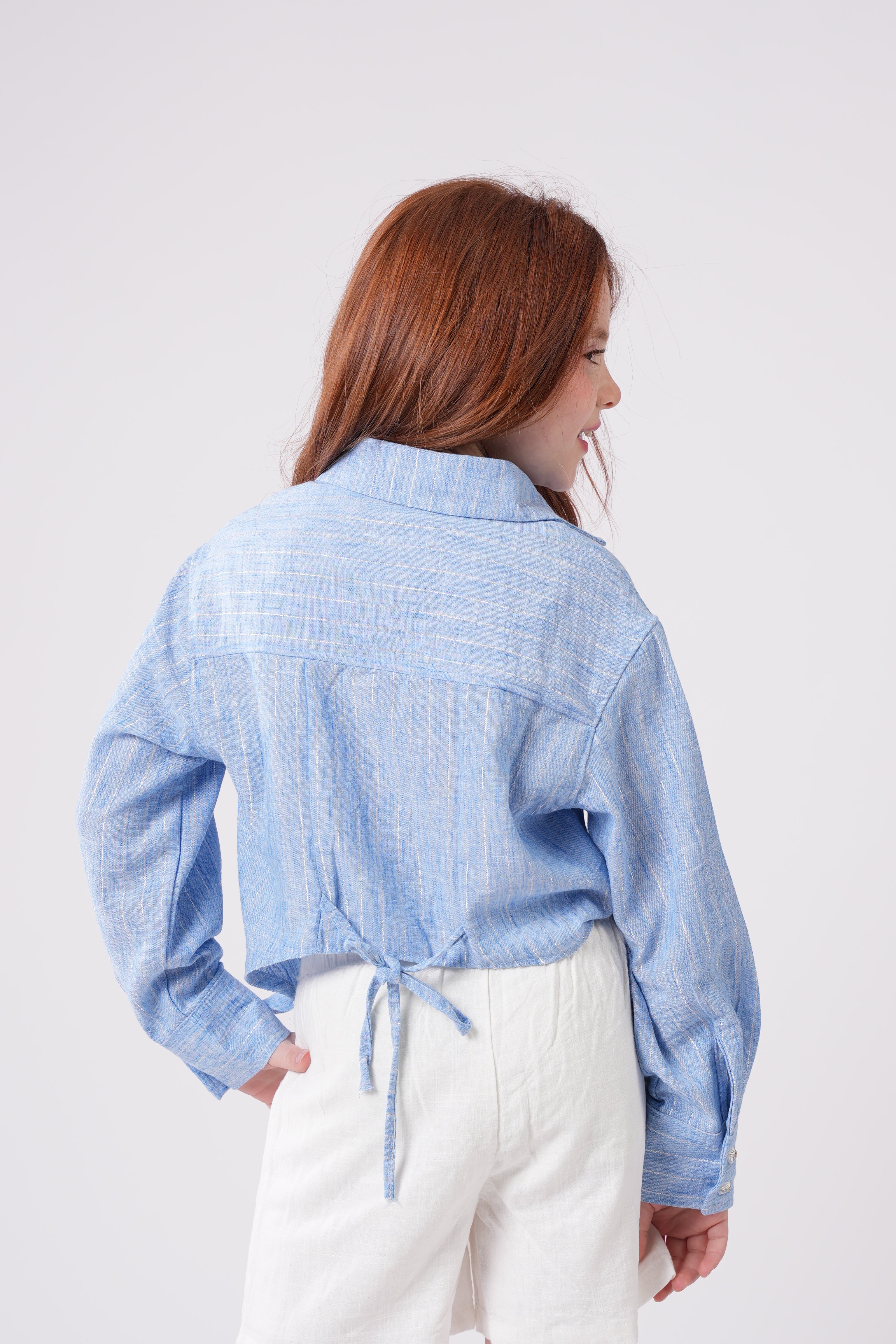 Girls’ Long-Sleeve Button Down Striped Shirt