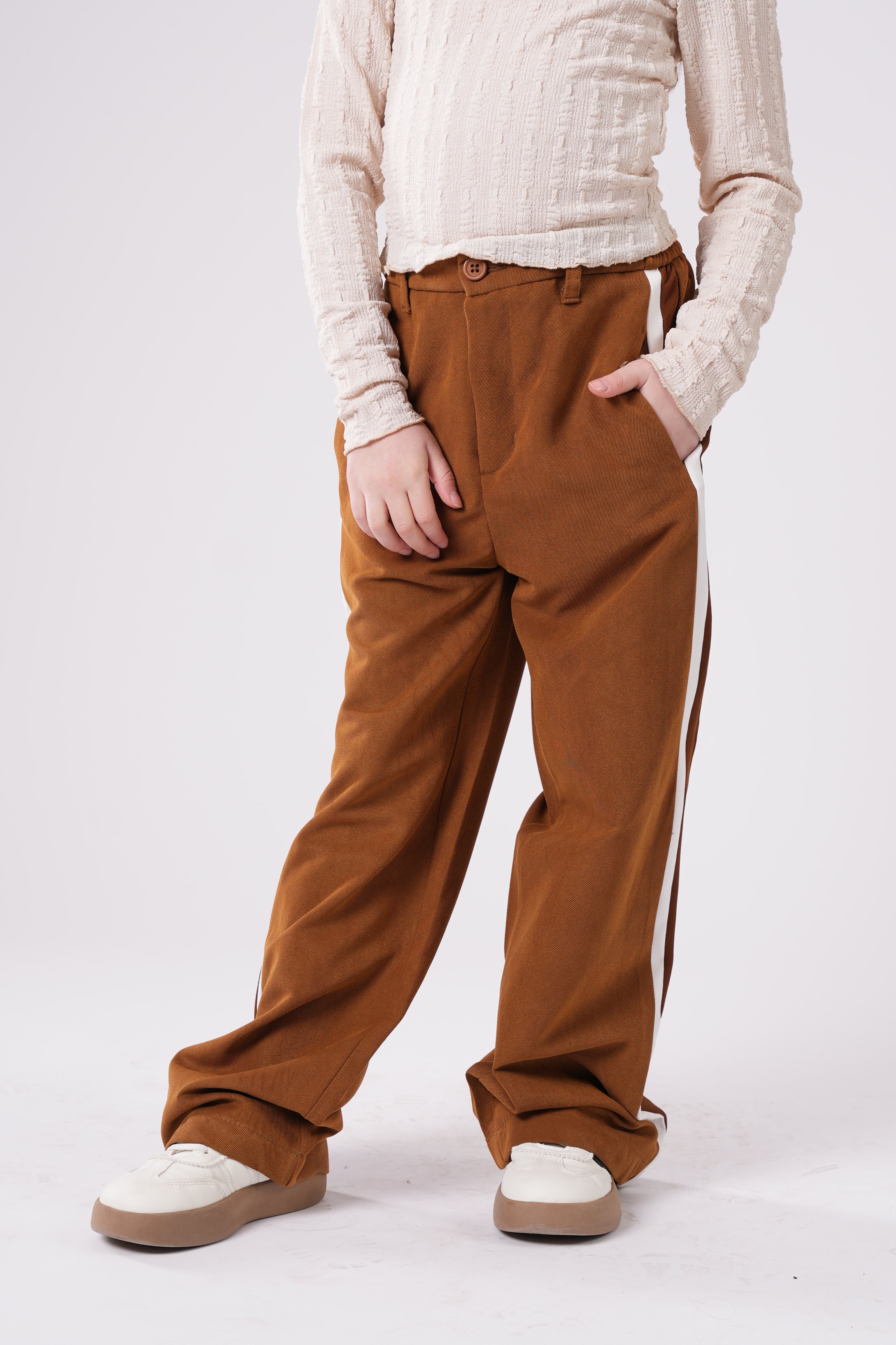 Girls’ Wide-Leg Trousers with Side Stripe