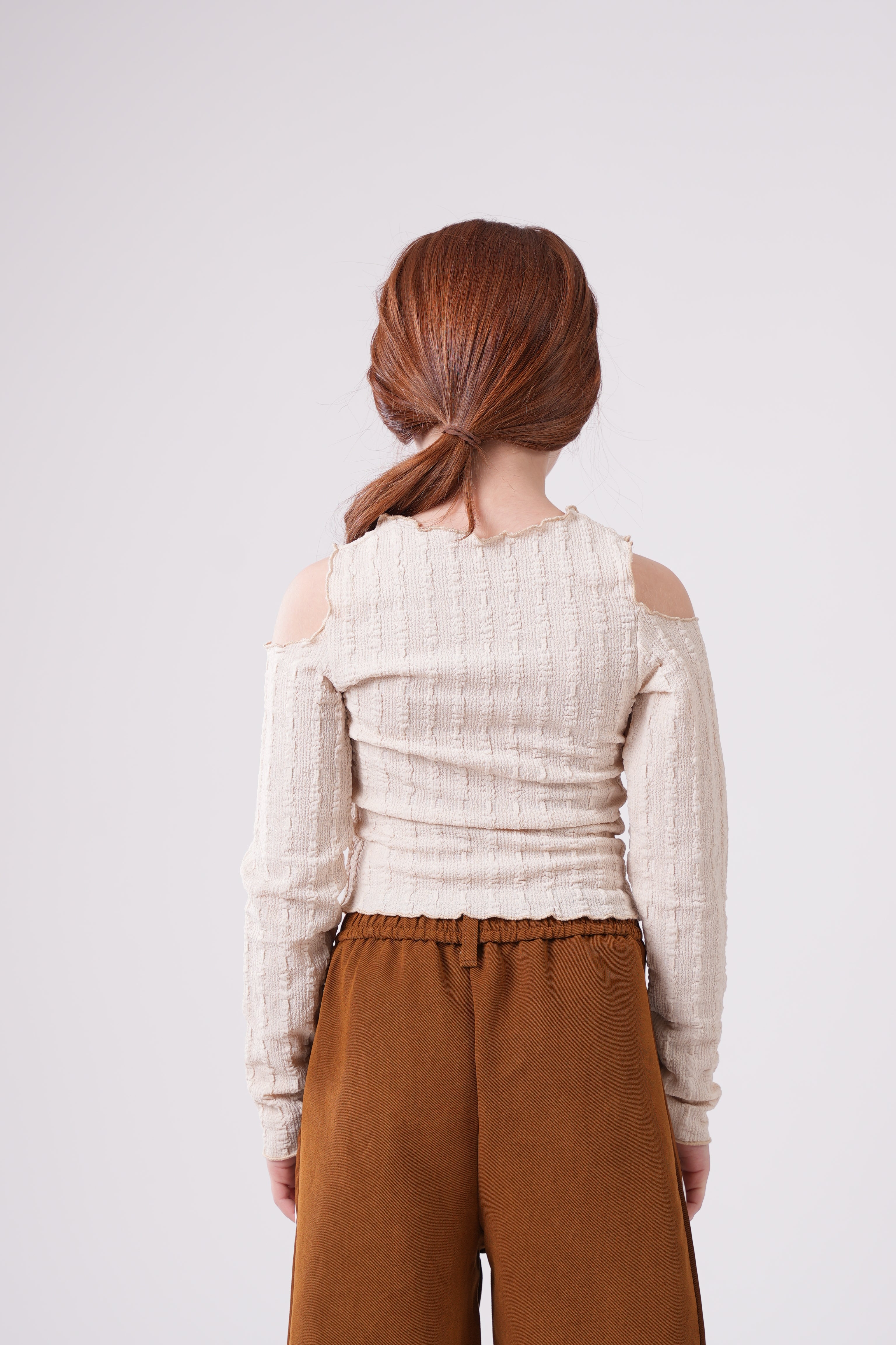Girls’ Long-Sleeve Lettuce-Trim Ribbed Blouse