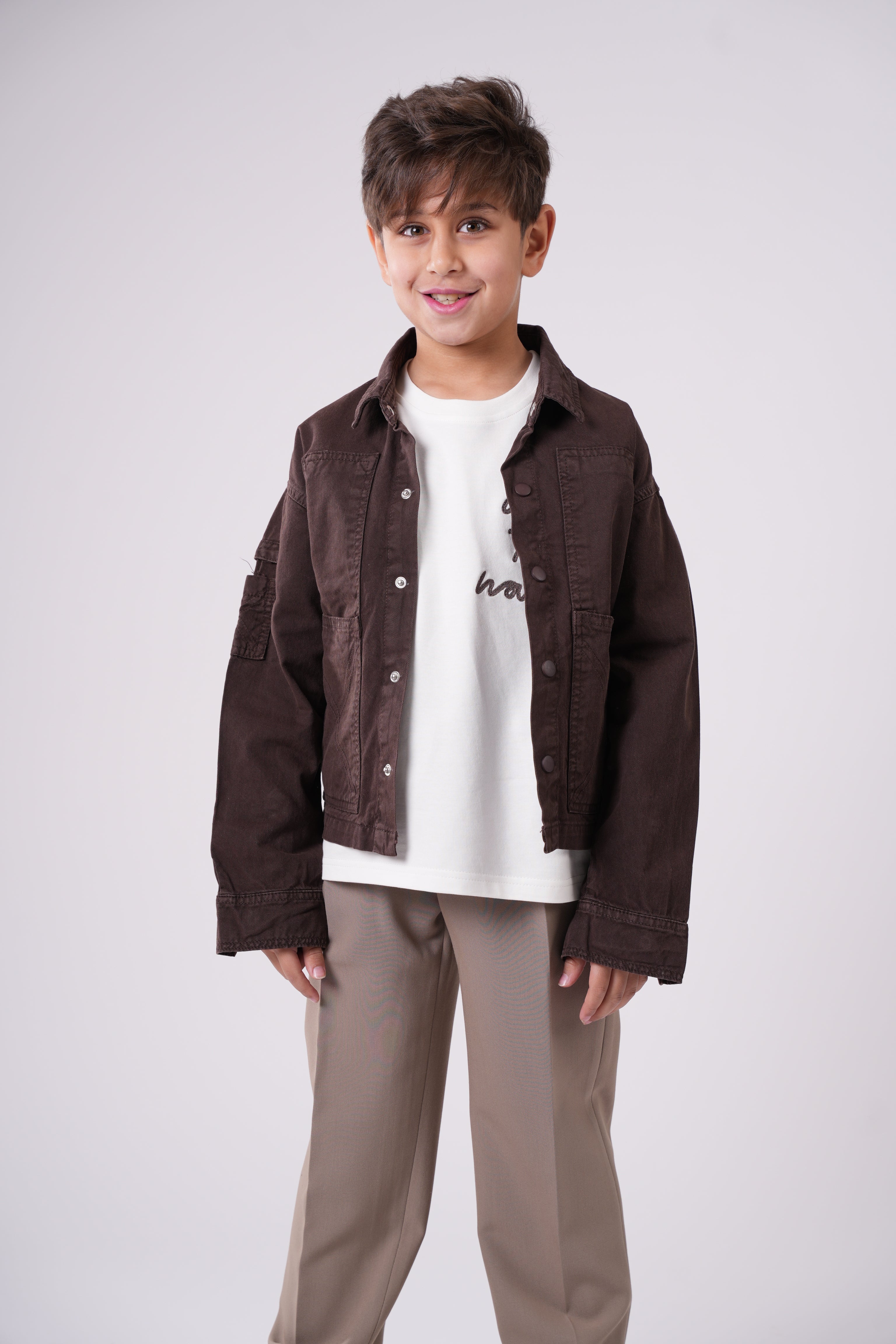 Boys’ Textured Denim  Button-Up Jacket for Kids