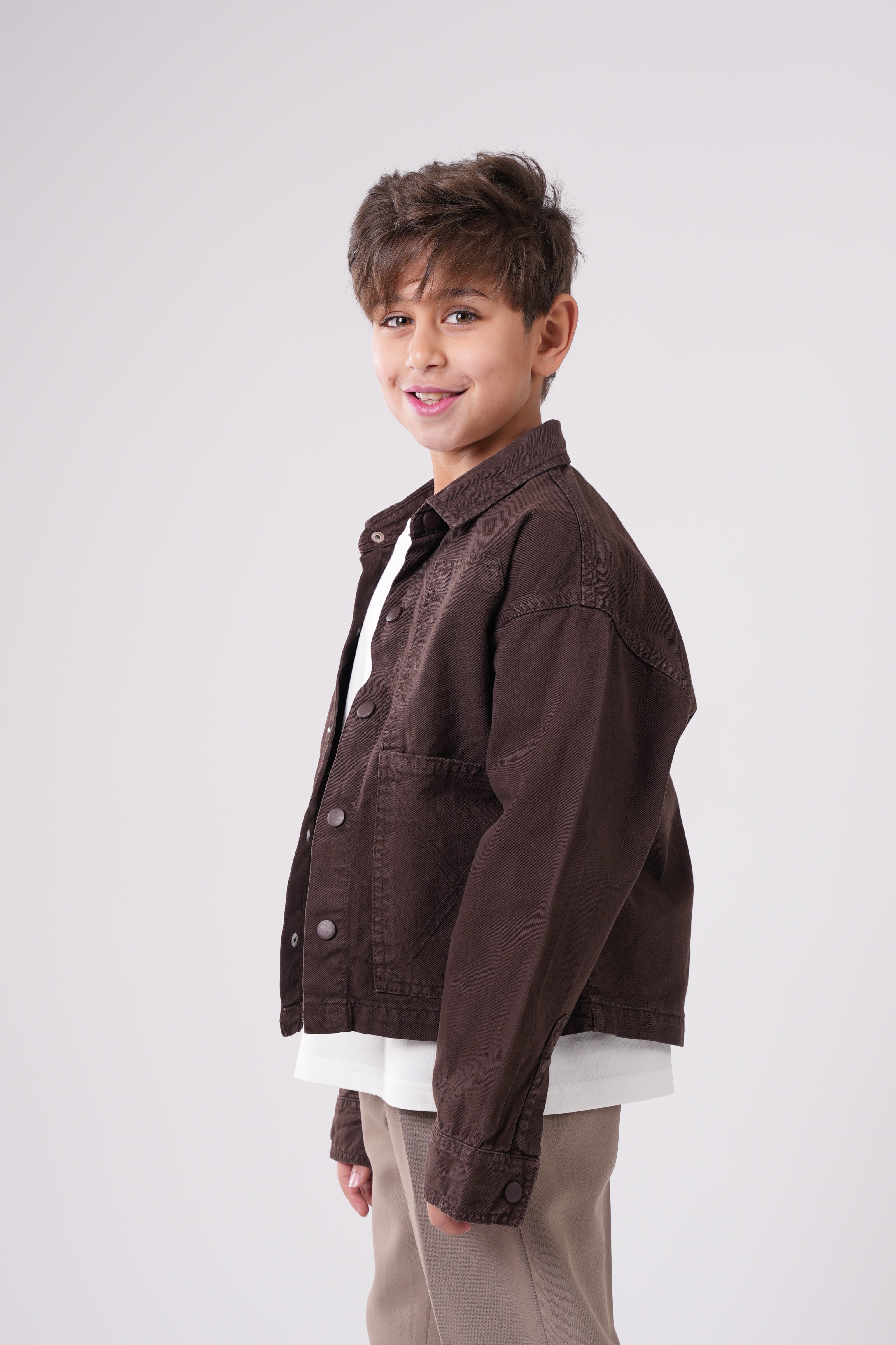 Boys’ Textured Denim  Button-Up Jacket for Kids