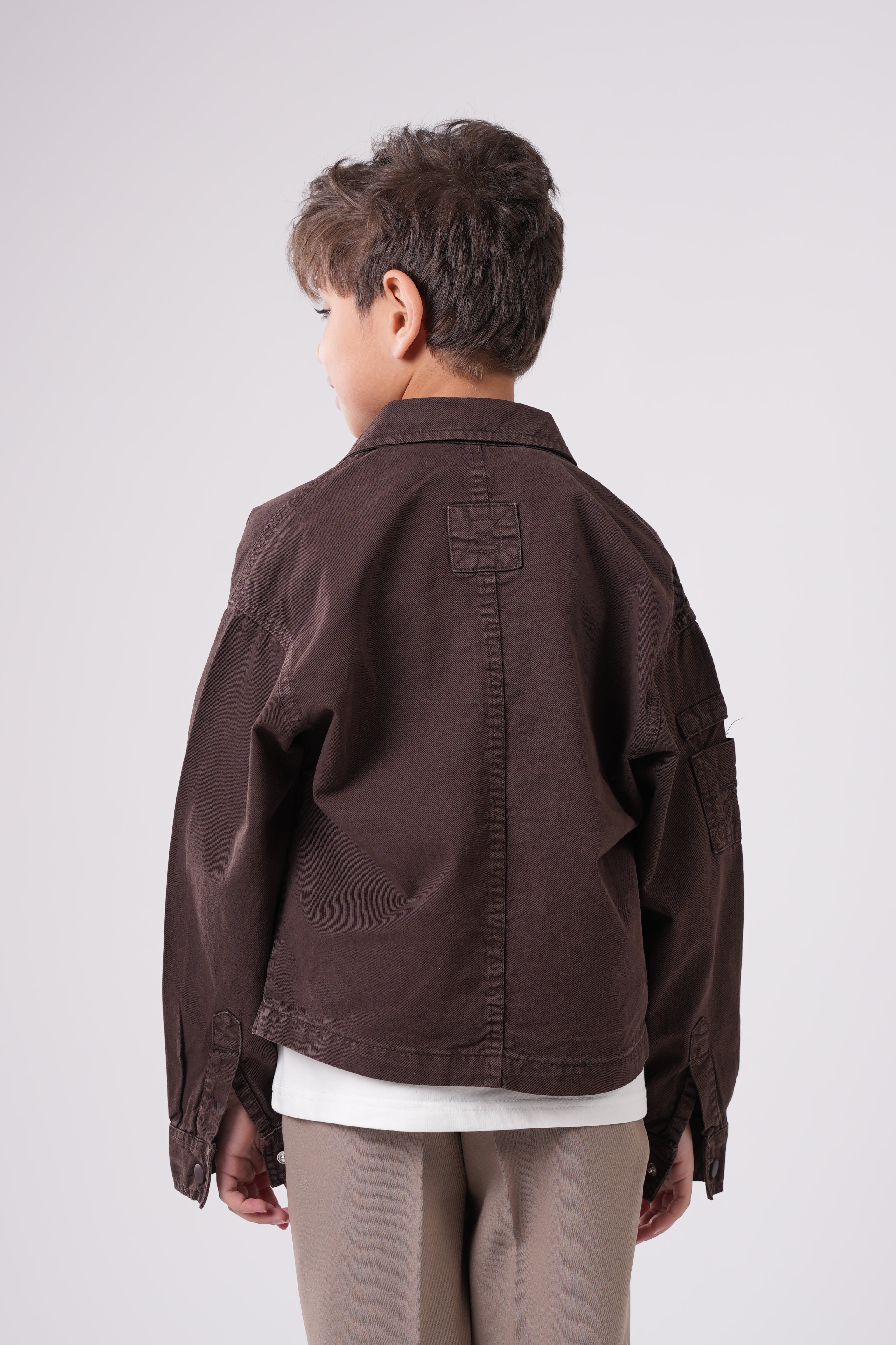 Boys’ Textured Denim  Button-Up Jacket for Kids