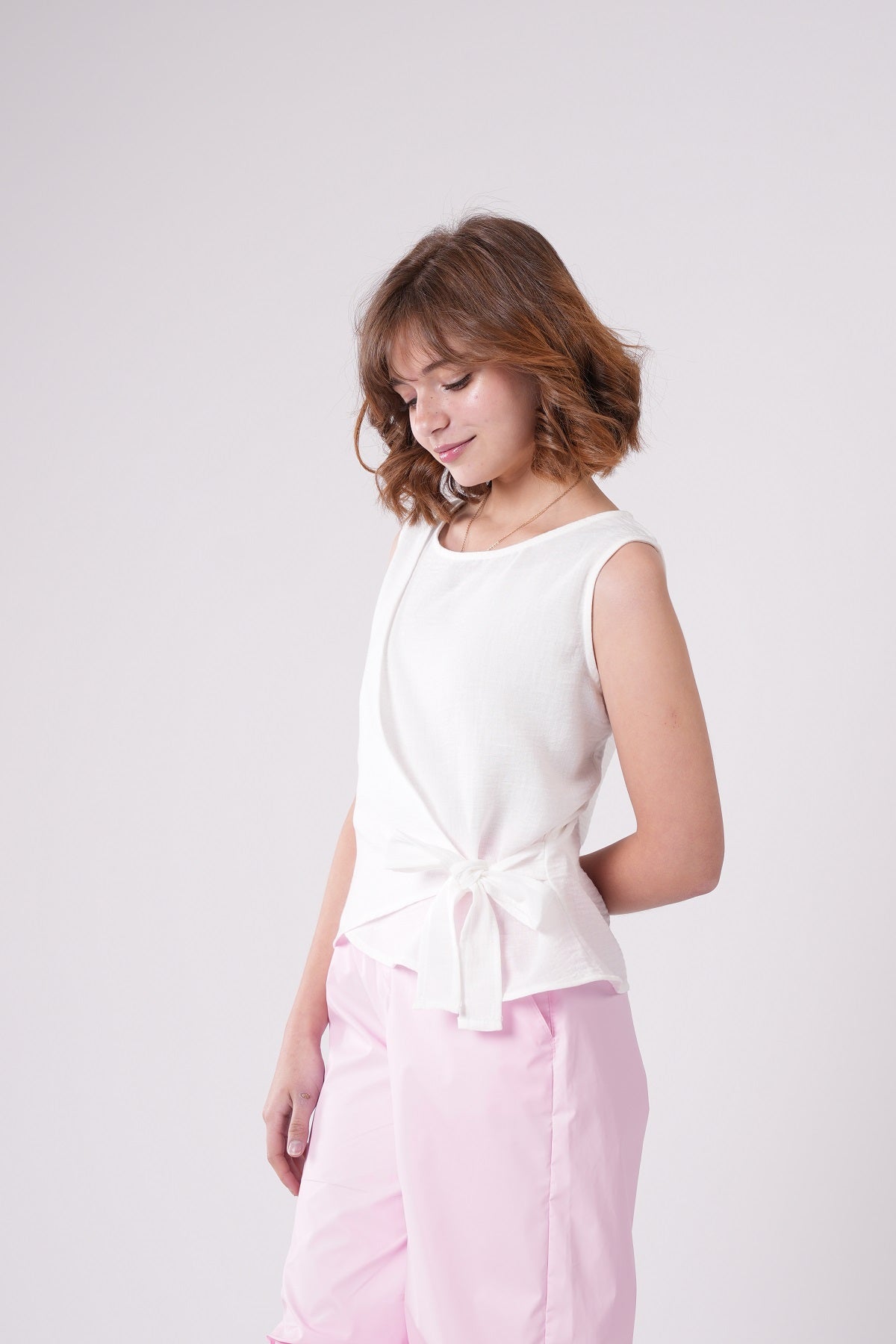 Girls’ Sleeveless Wrap Top with Side Bow