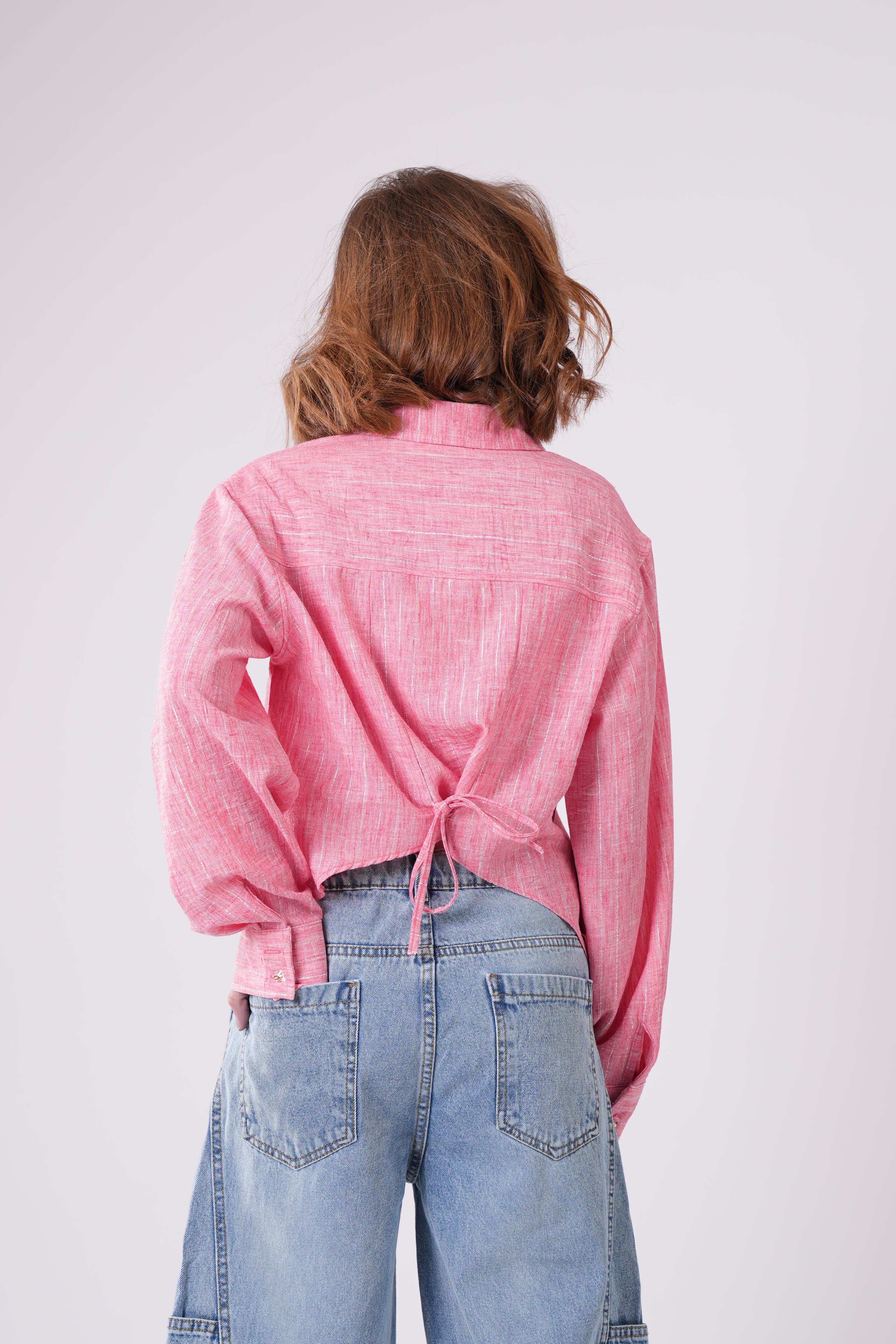 Girls’ Long-Sleeve Button Down Striped Shirt