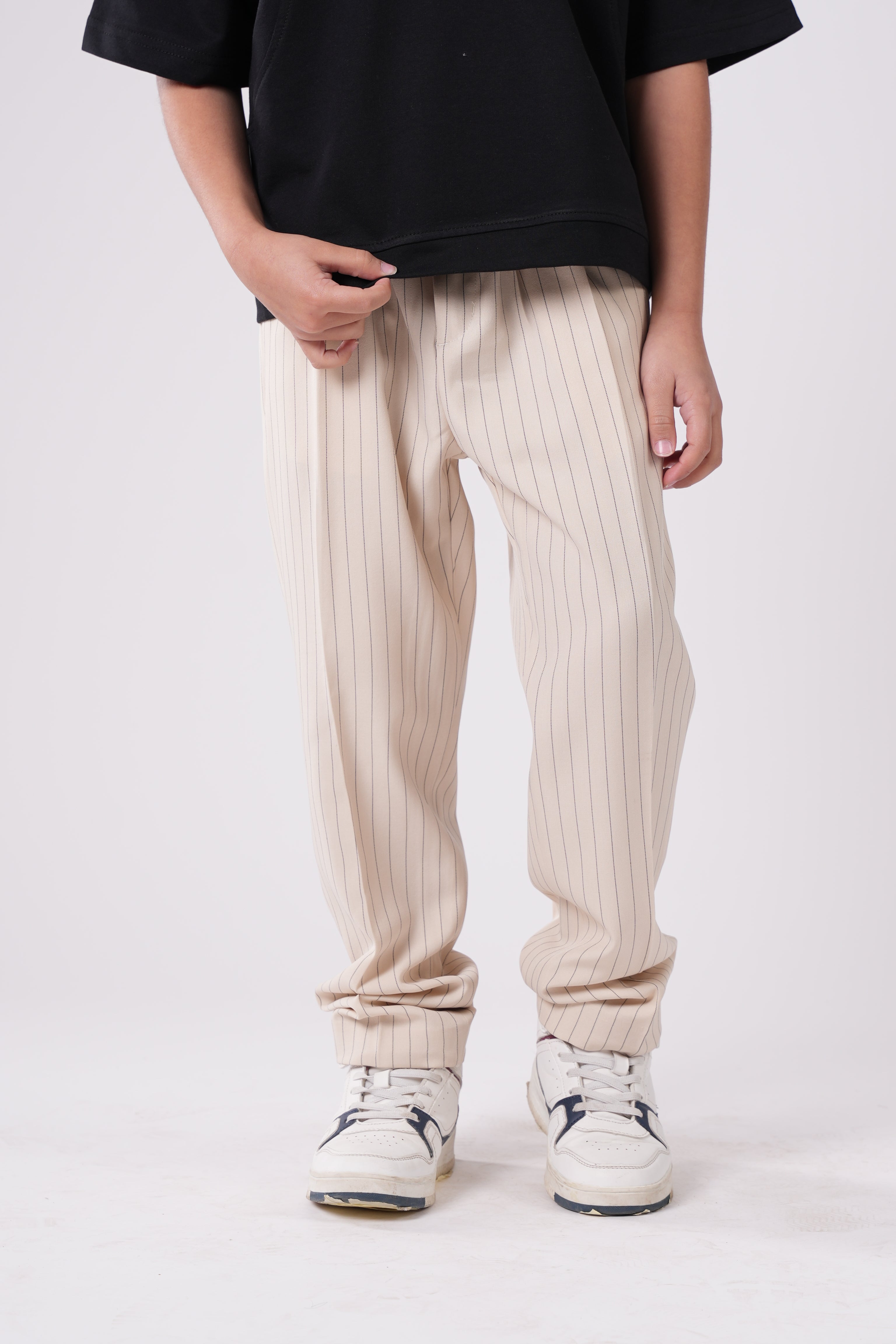 Boys’  Pinstripe Pleated Trousers – Smart-Casual Tailored Dress Pants