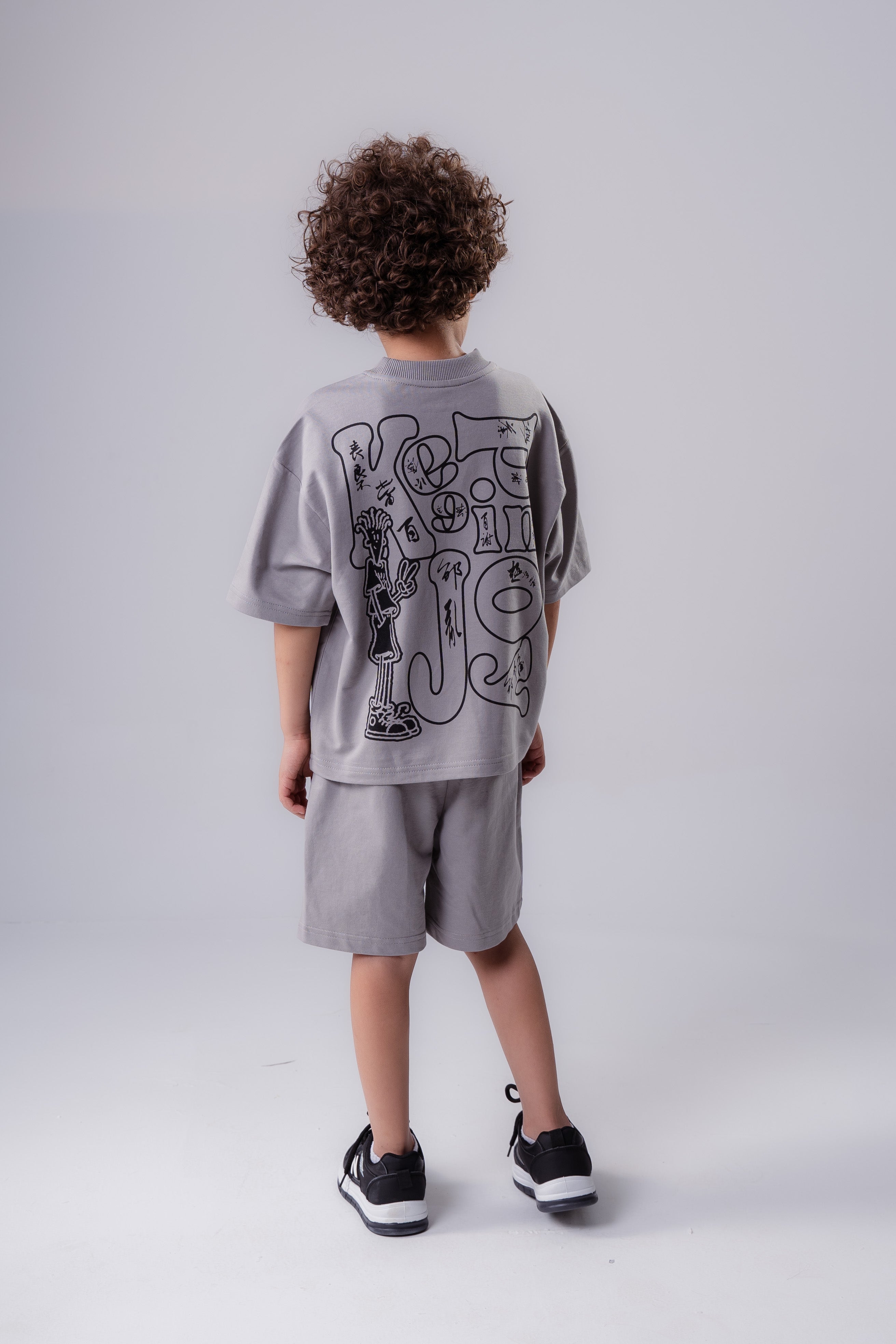 Boys’ Graphic Lounge Set – Oversized Tee & Shorts Set