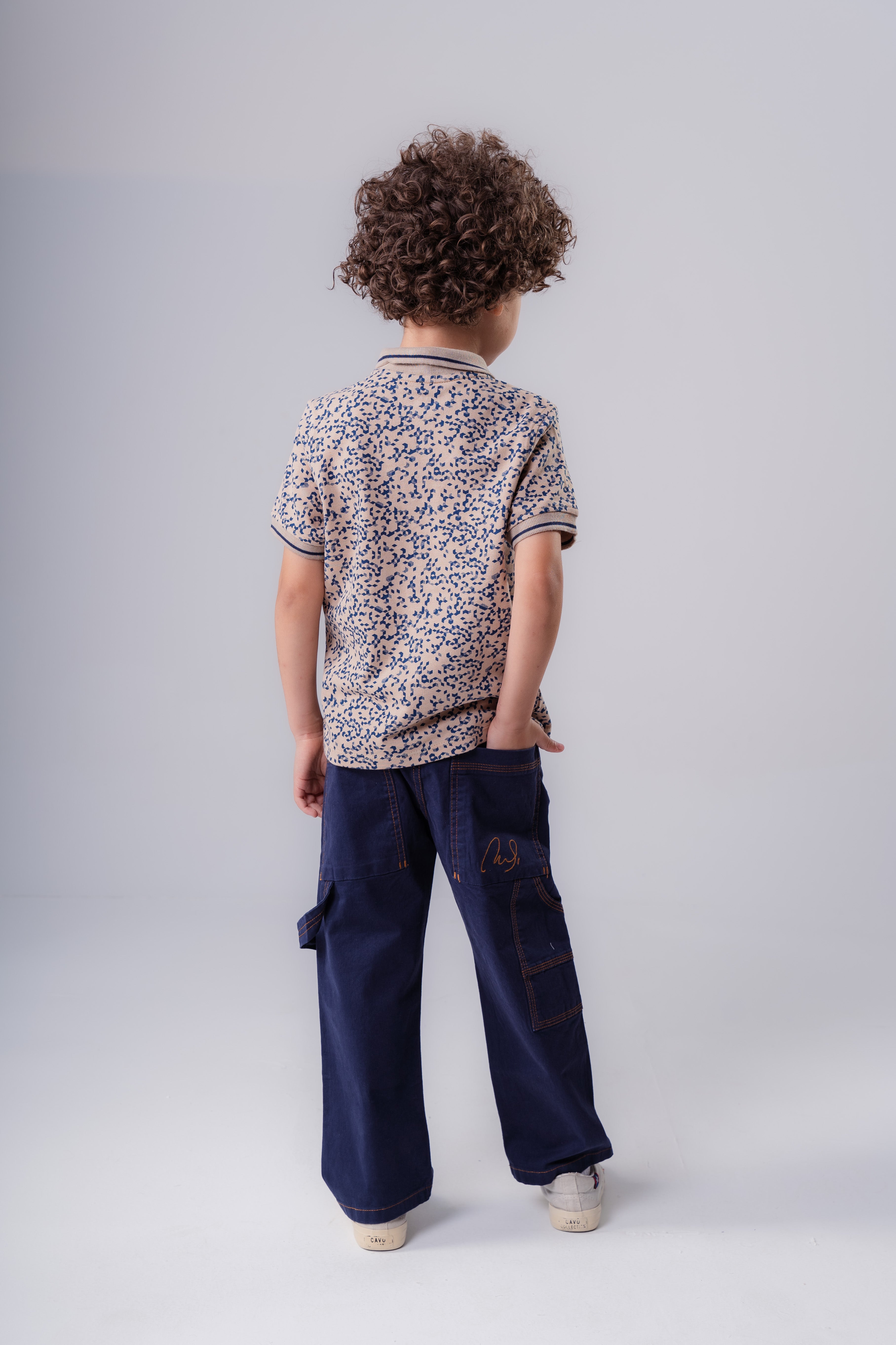 Boys’ Abstract Print Polo with Contrast
