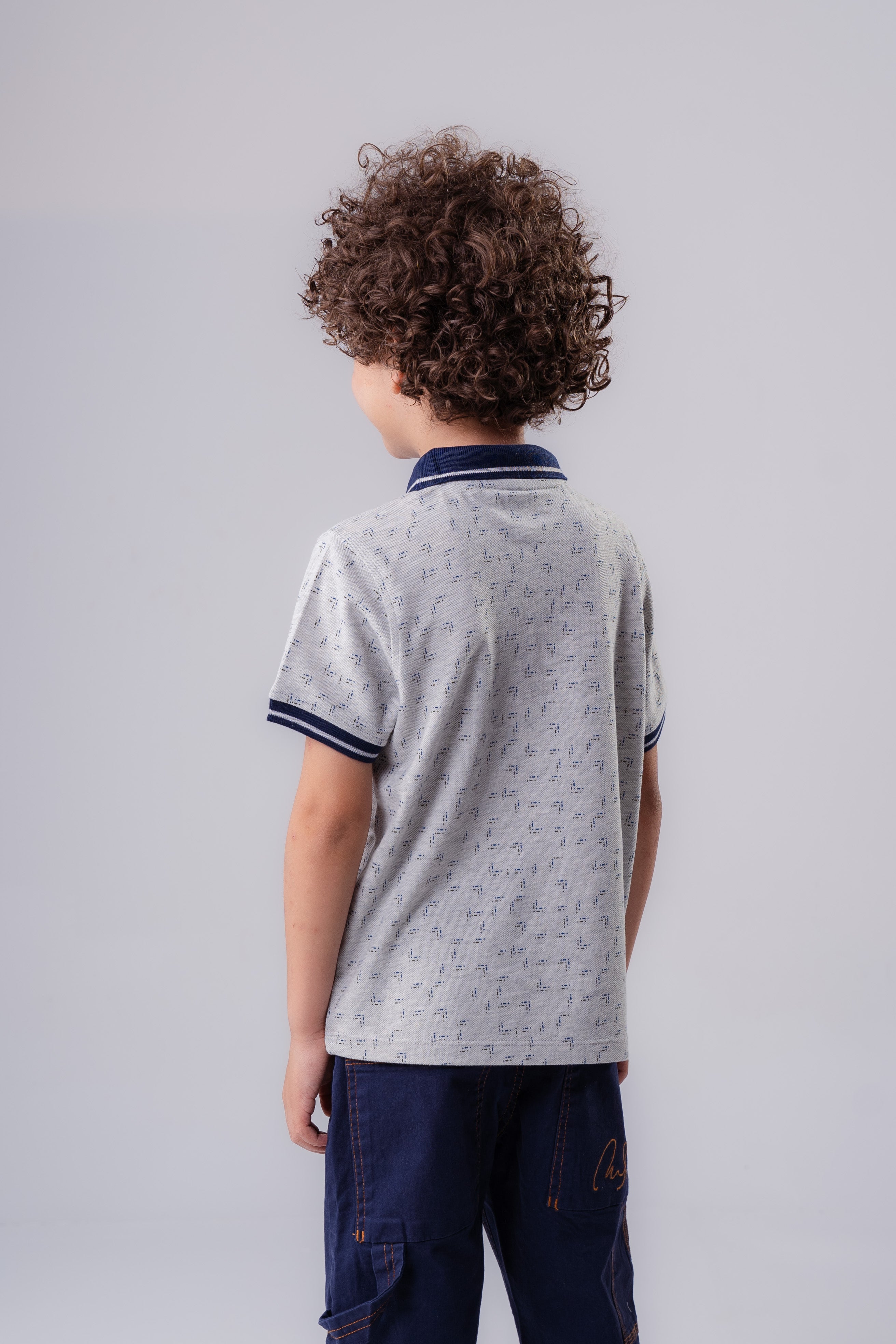 Boys’ Abstract Print Polo with Contrast