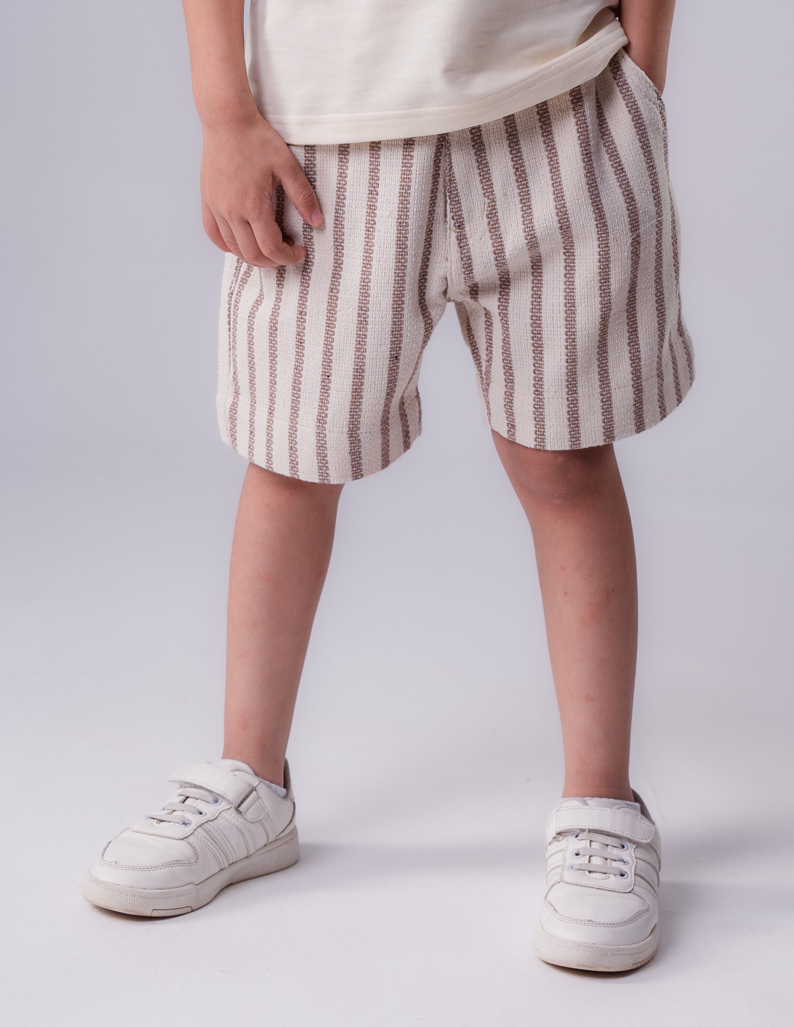 Boys linen-blend stripe shorts