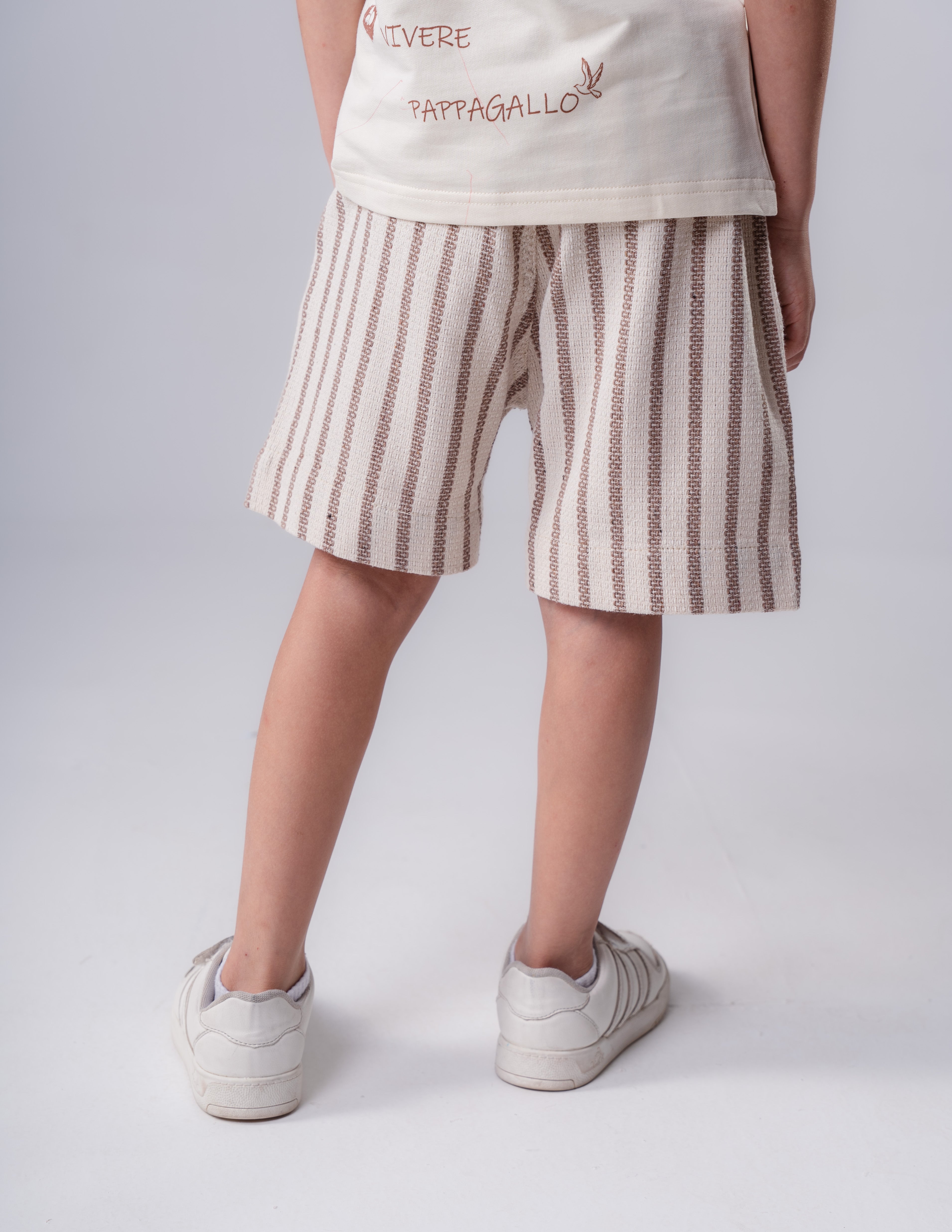 Boys linen-blend stripe shorts