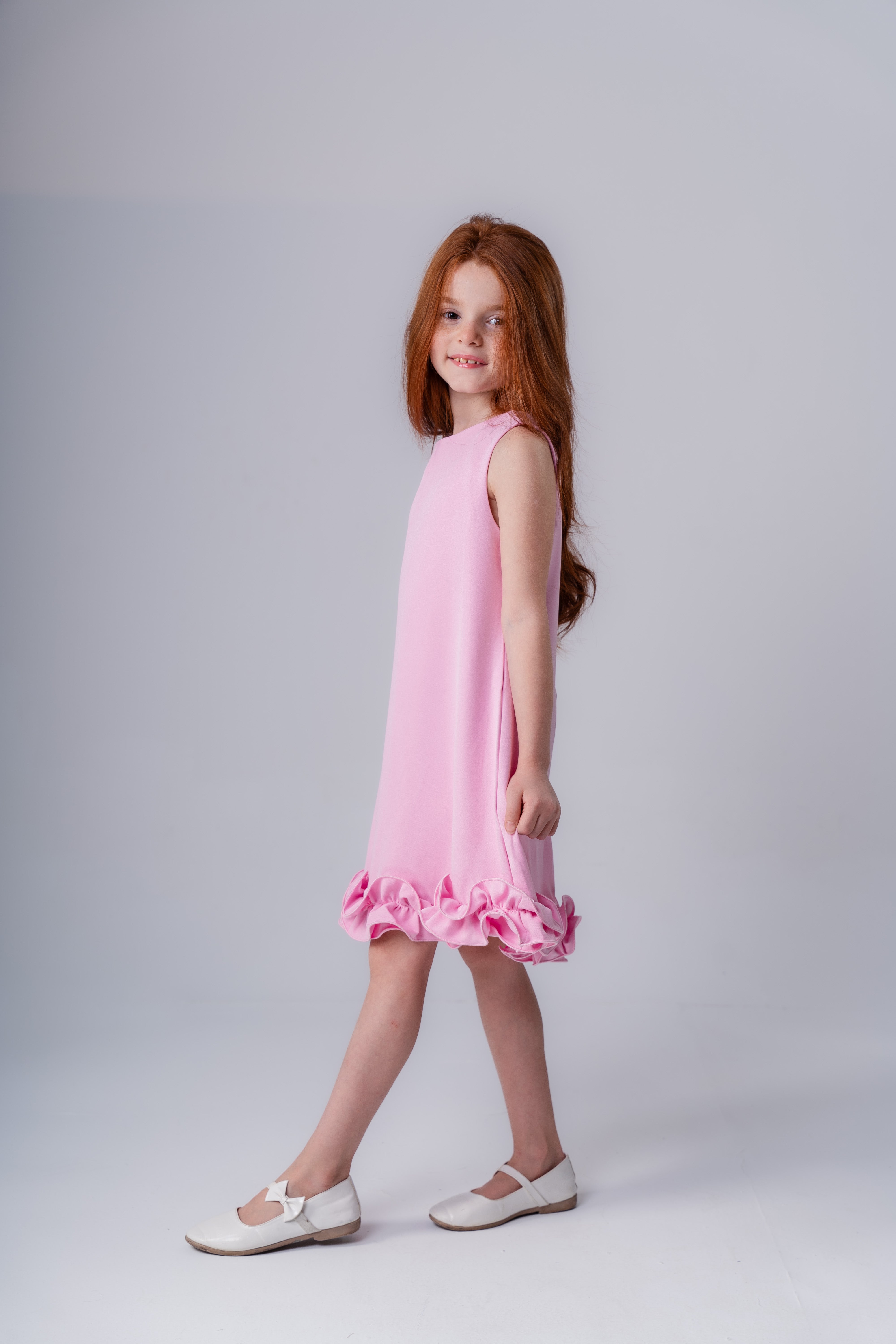 Plain Ruffled Dress For Girls
