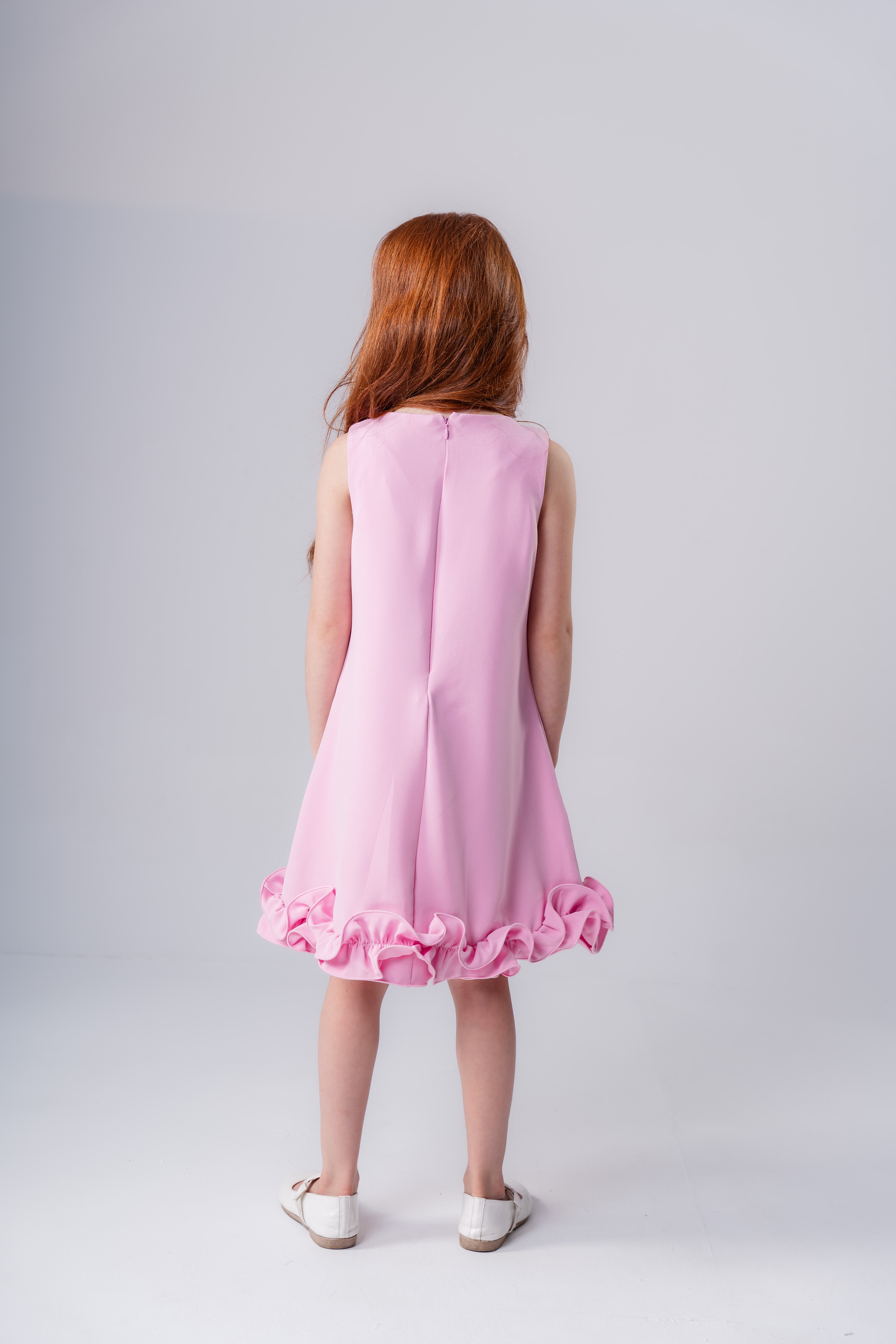 Plain Ruffled Dress For Girls