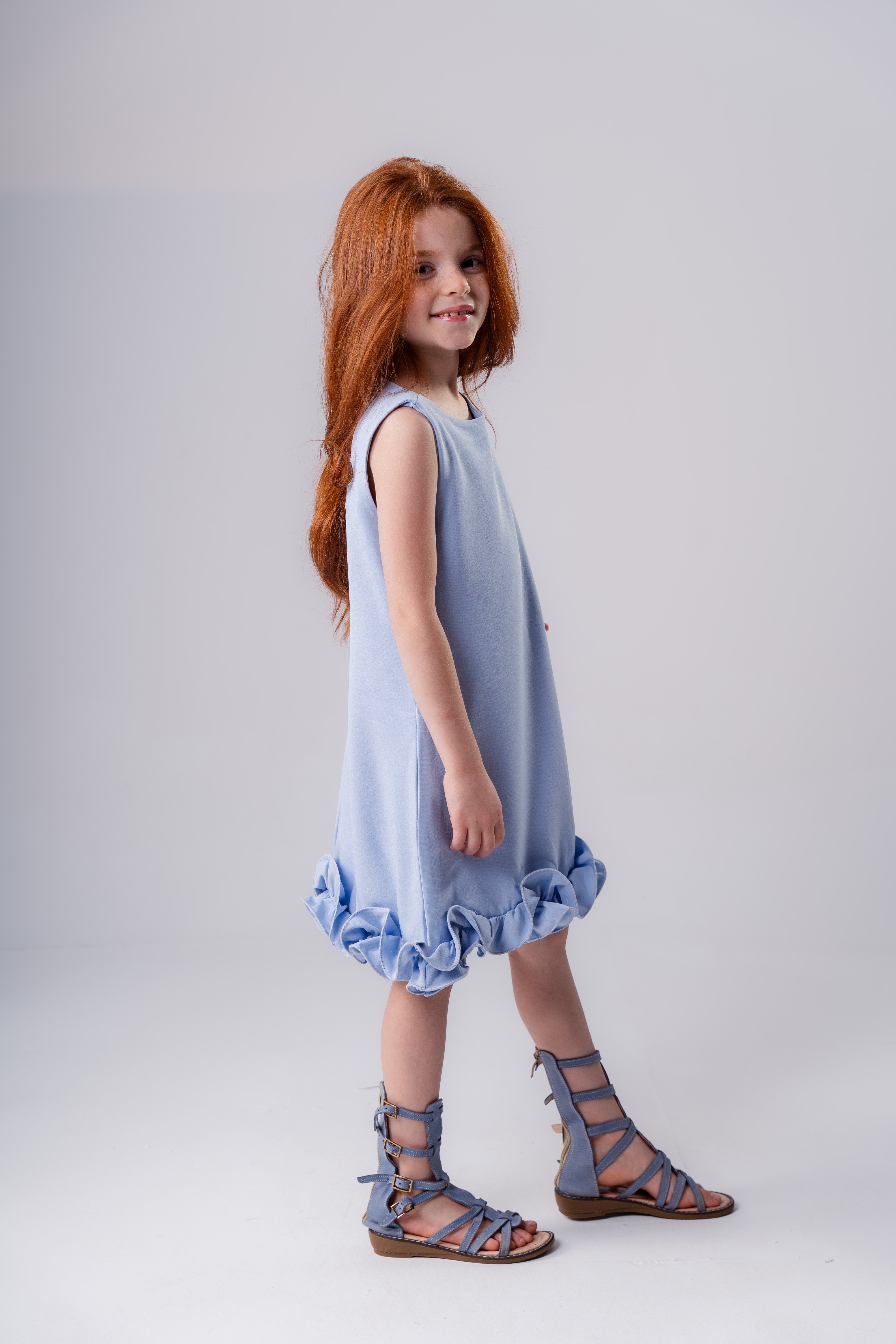 Plain Ruffled Dress For Girls