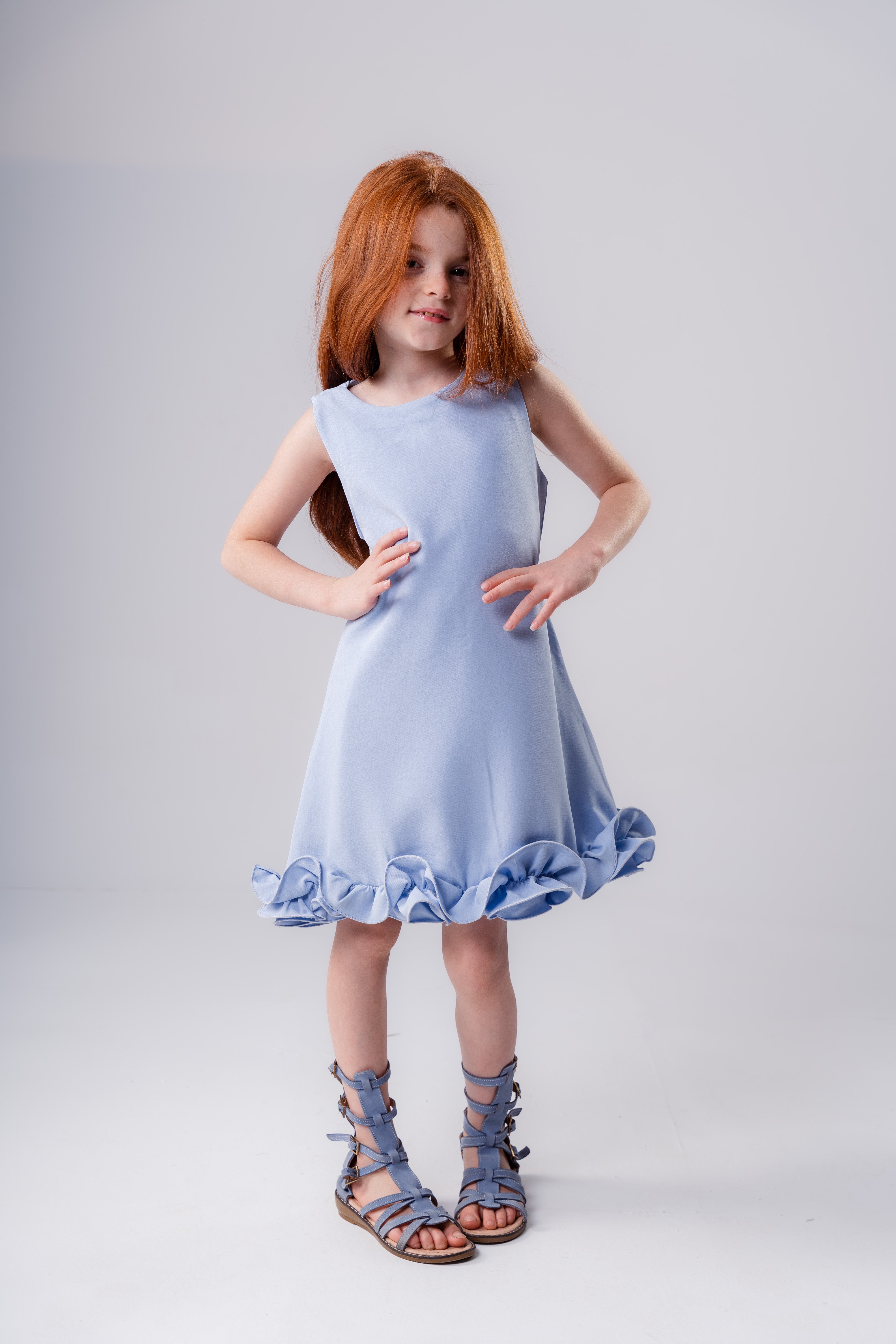 Plain Ruffled Dress For Girls