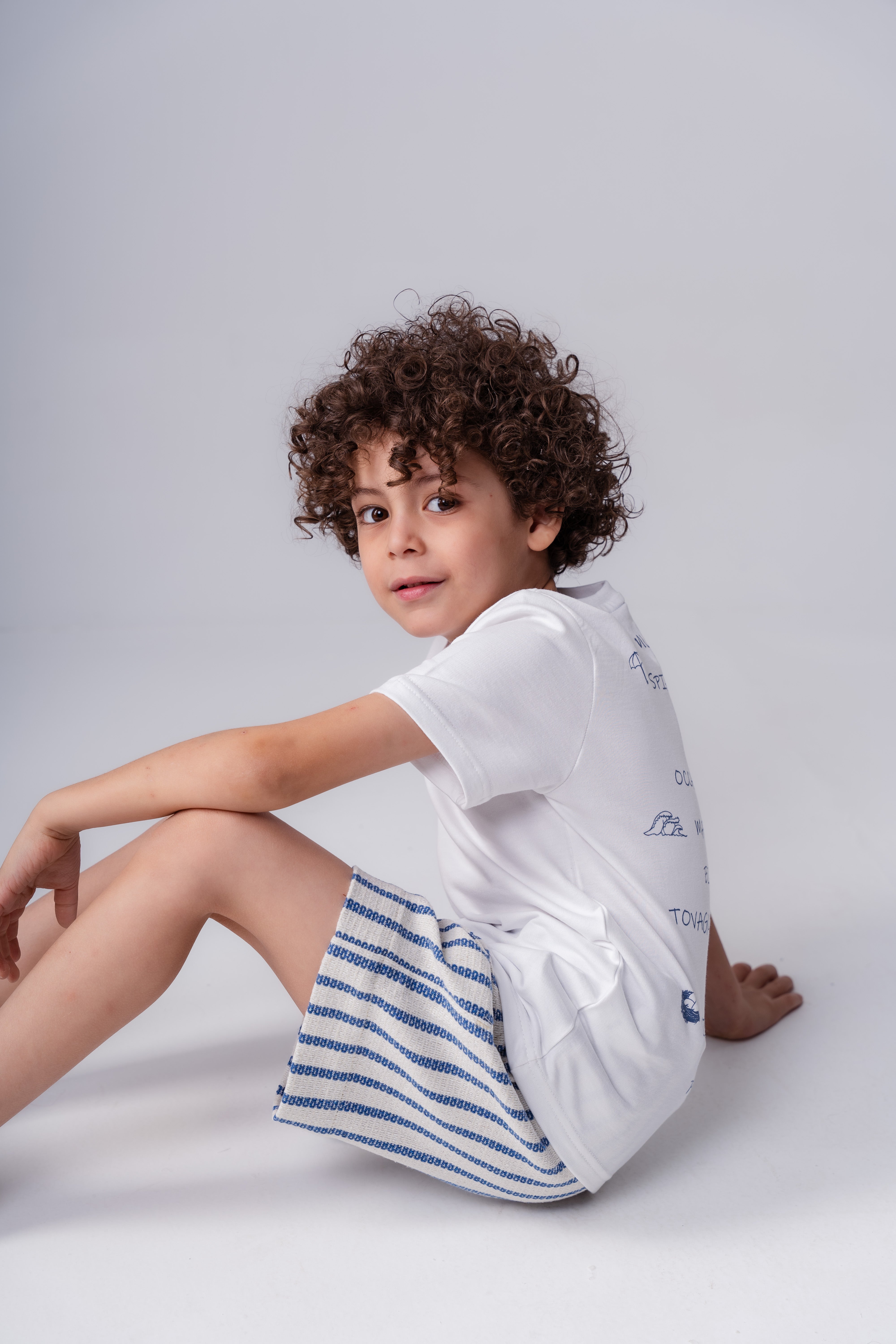 Boys linen-blend stripe shorts