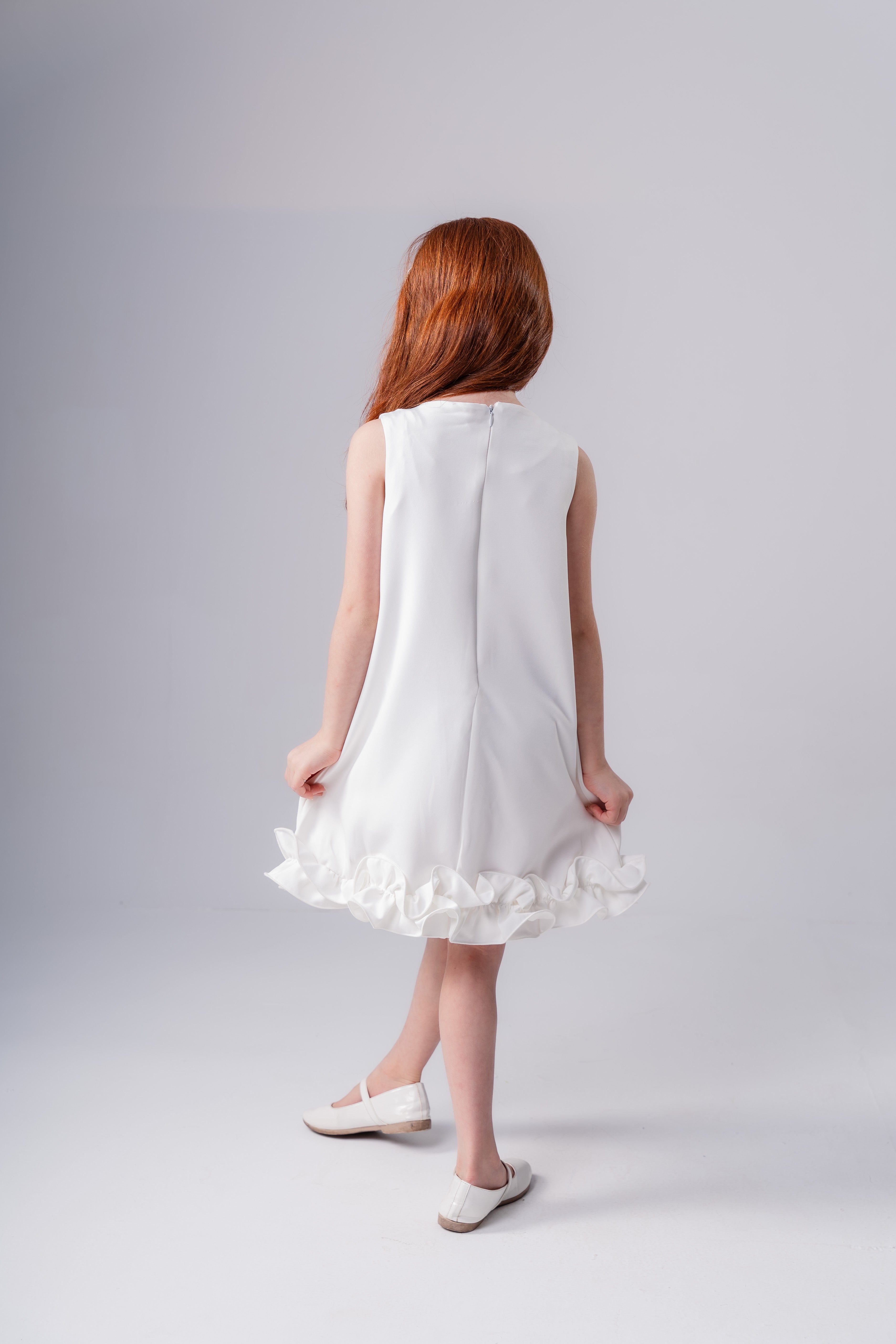 Plain Ruffled Dress For Girls