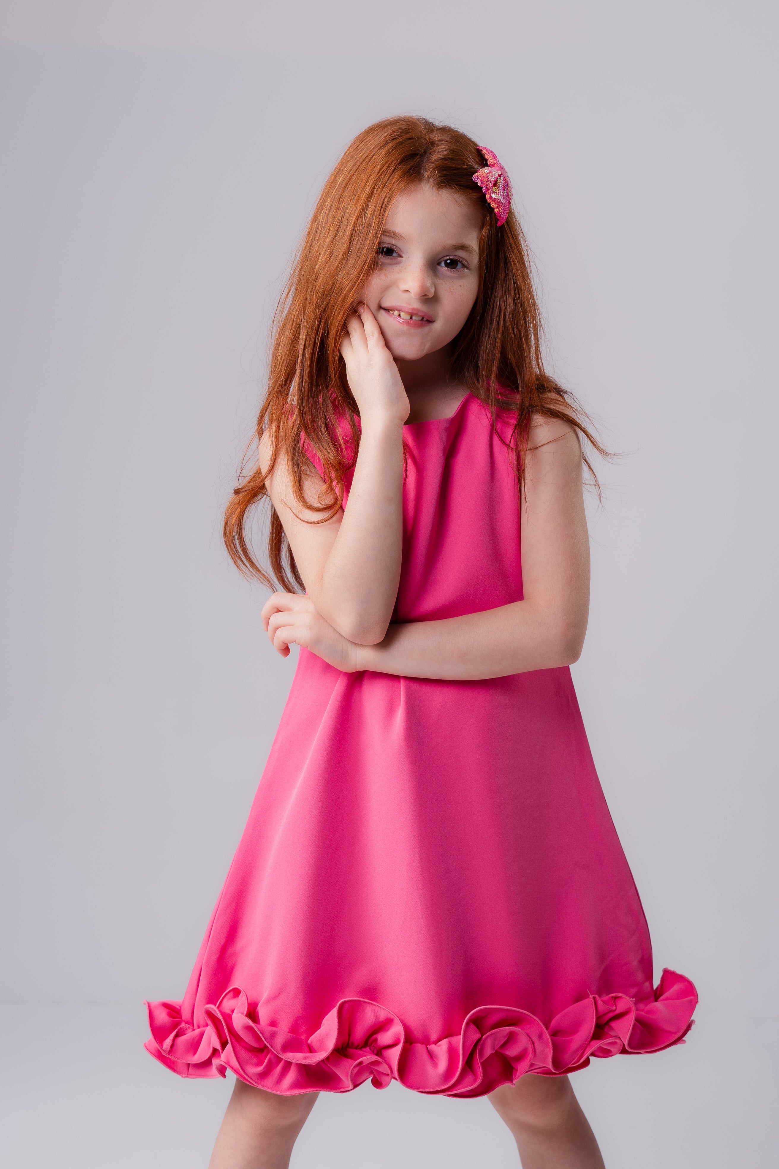 Plain Ruffled Dress For Girls