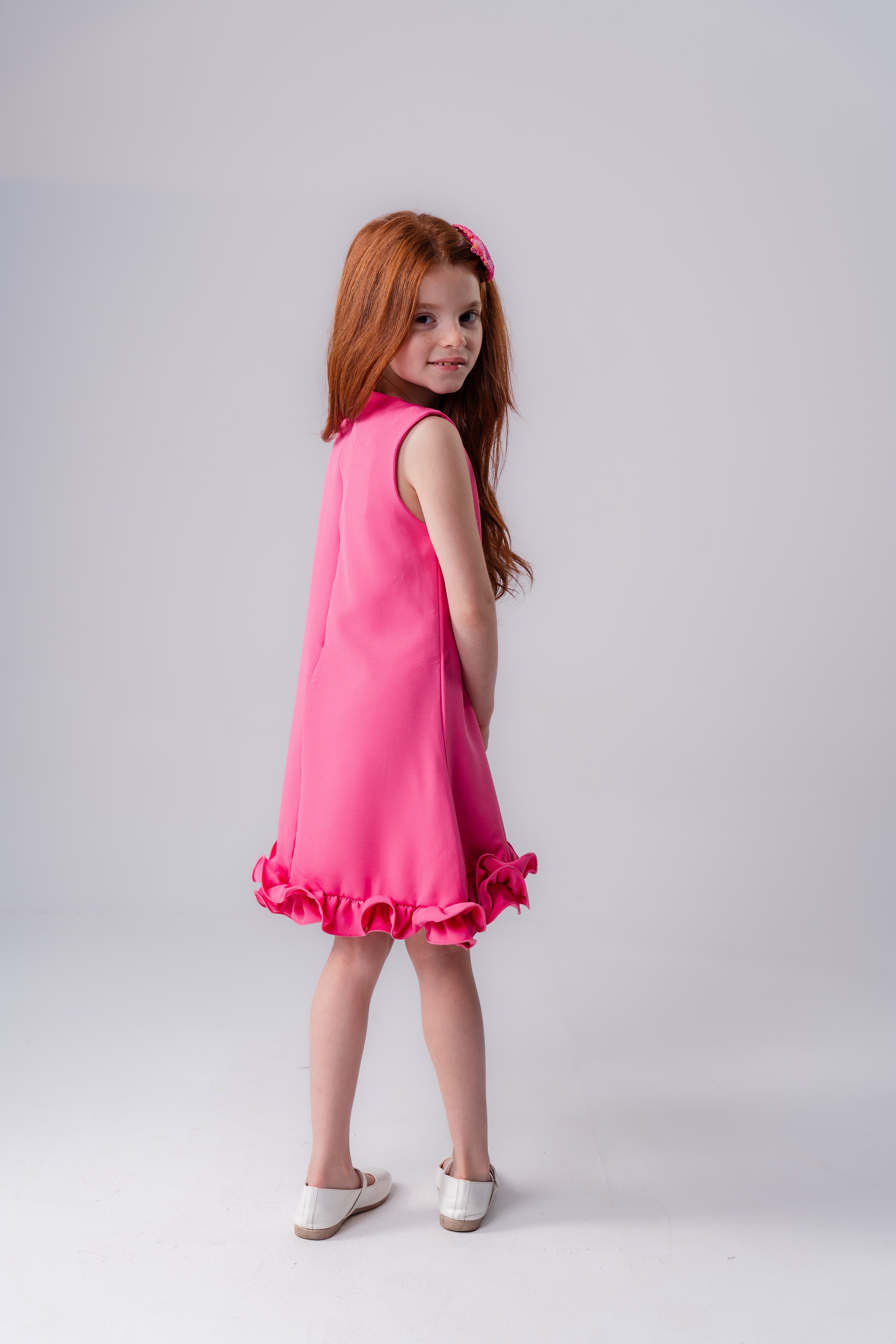 Plain Ruffled Dress For Girls