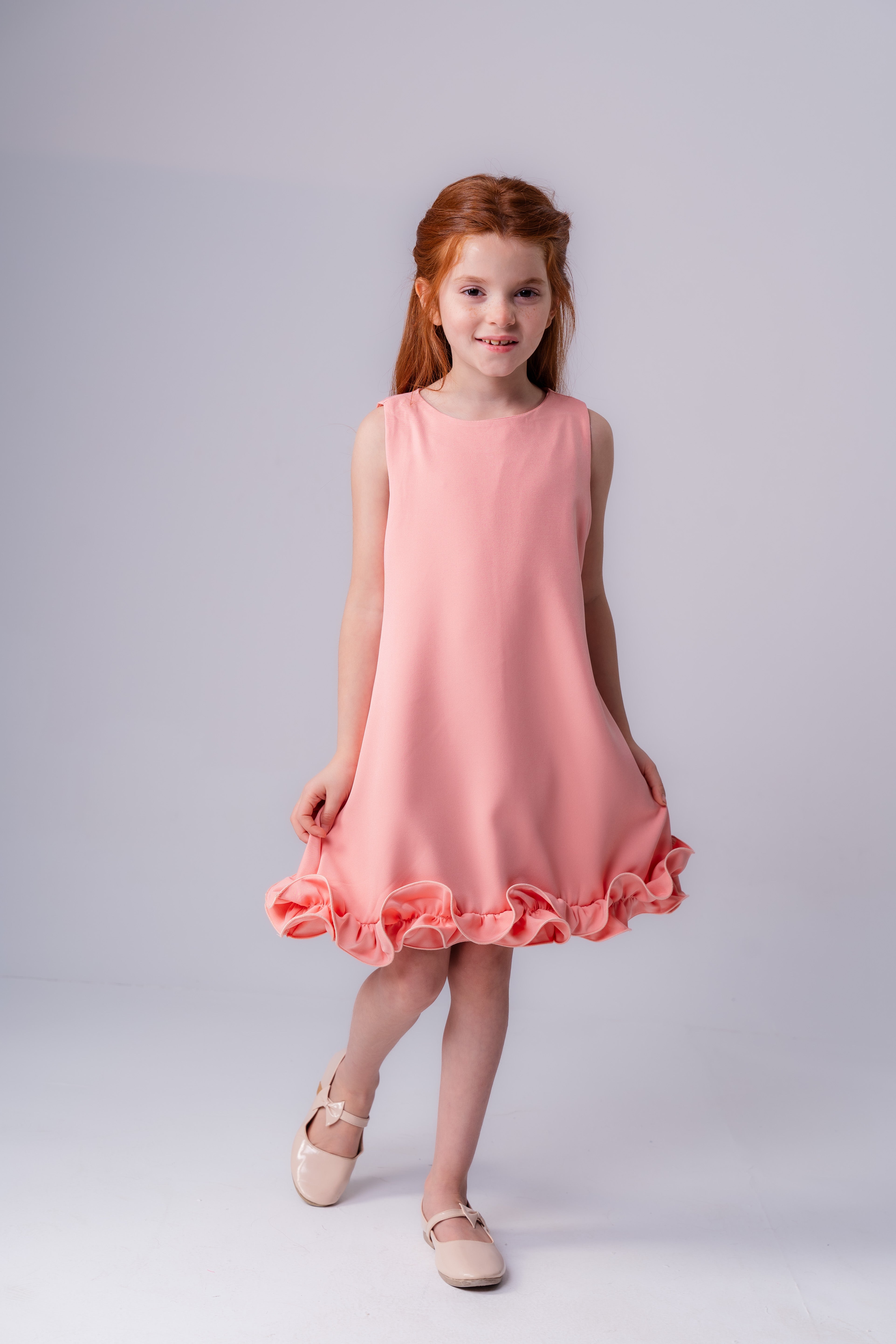 Plain Ruffled Dress For Girls