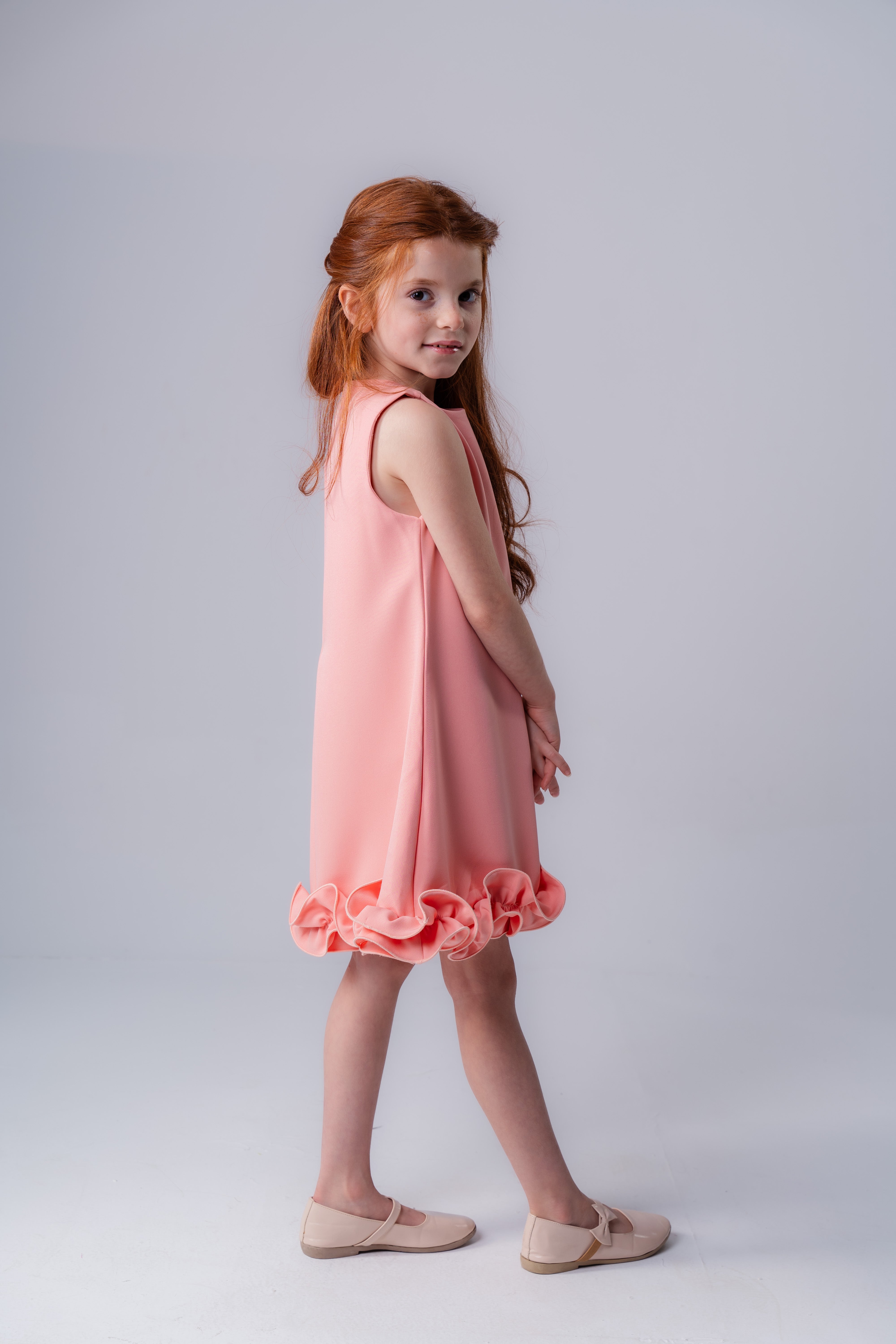 Plain Ruffled Dress For Girls