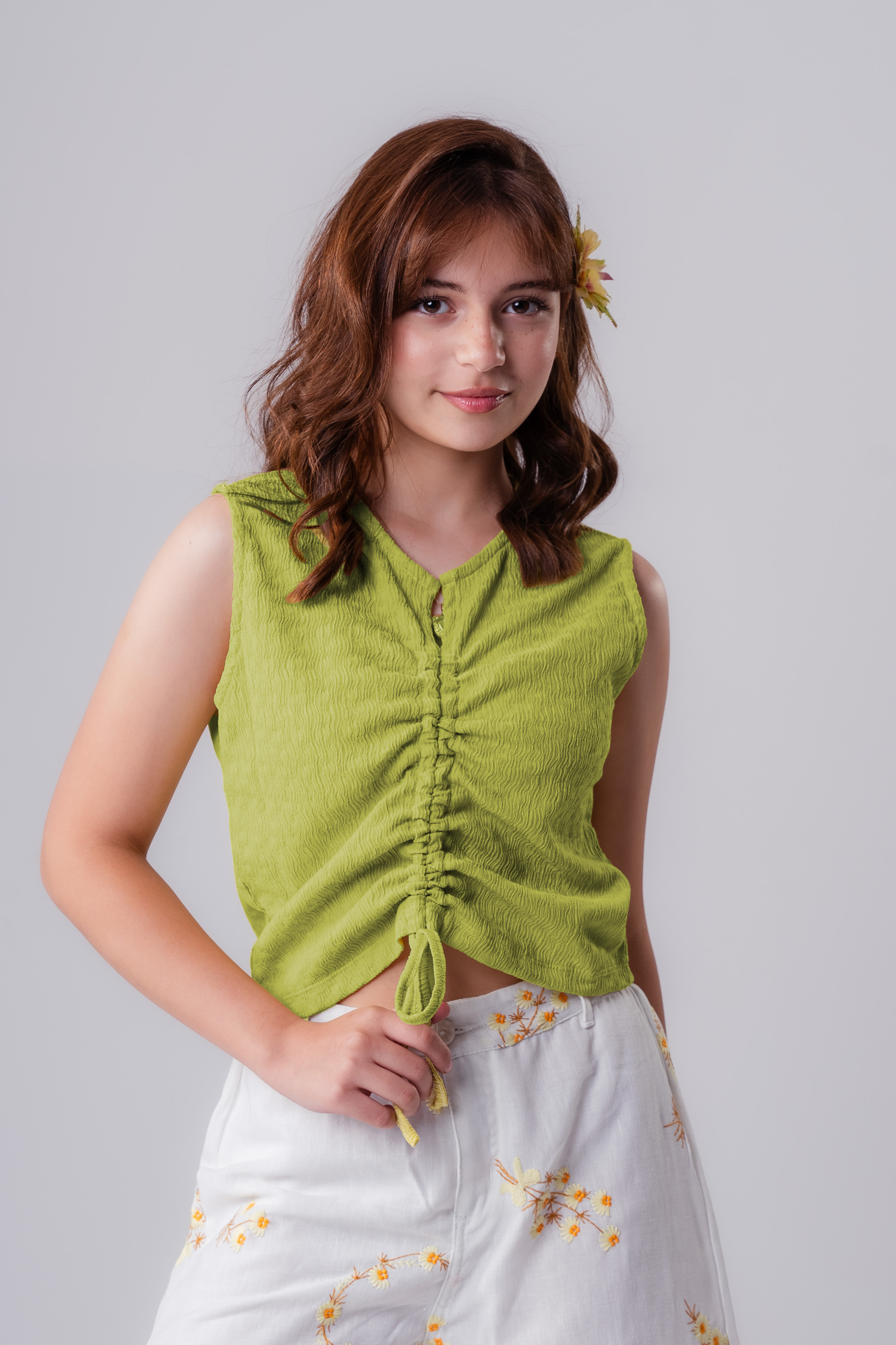 Girls’   Ruched Front Sleeveless Top
