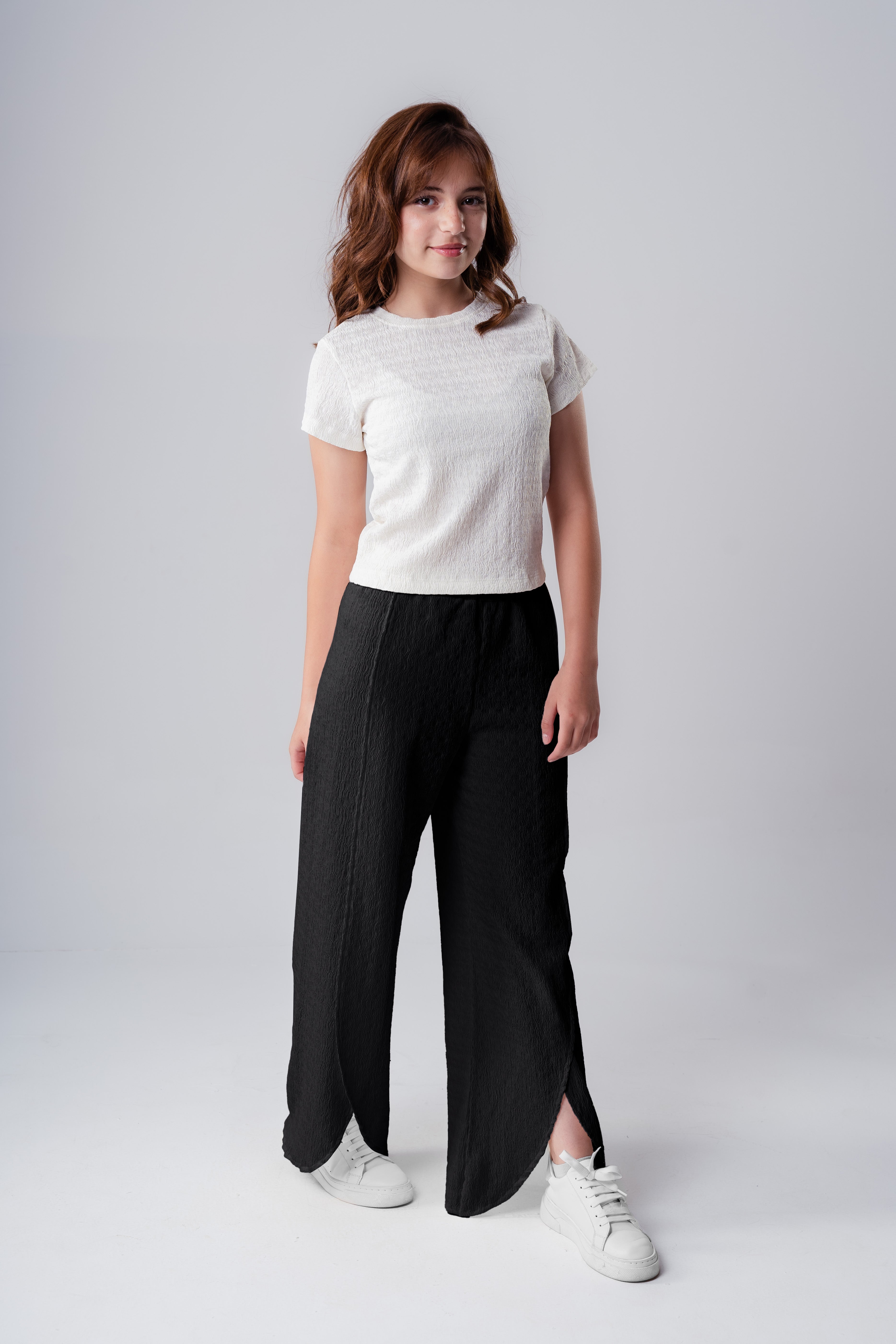 Girls Plain Crepe Trousers