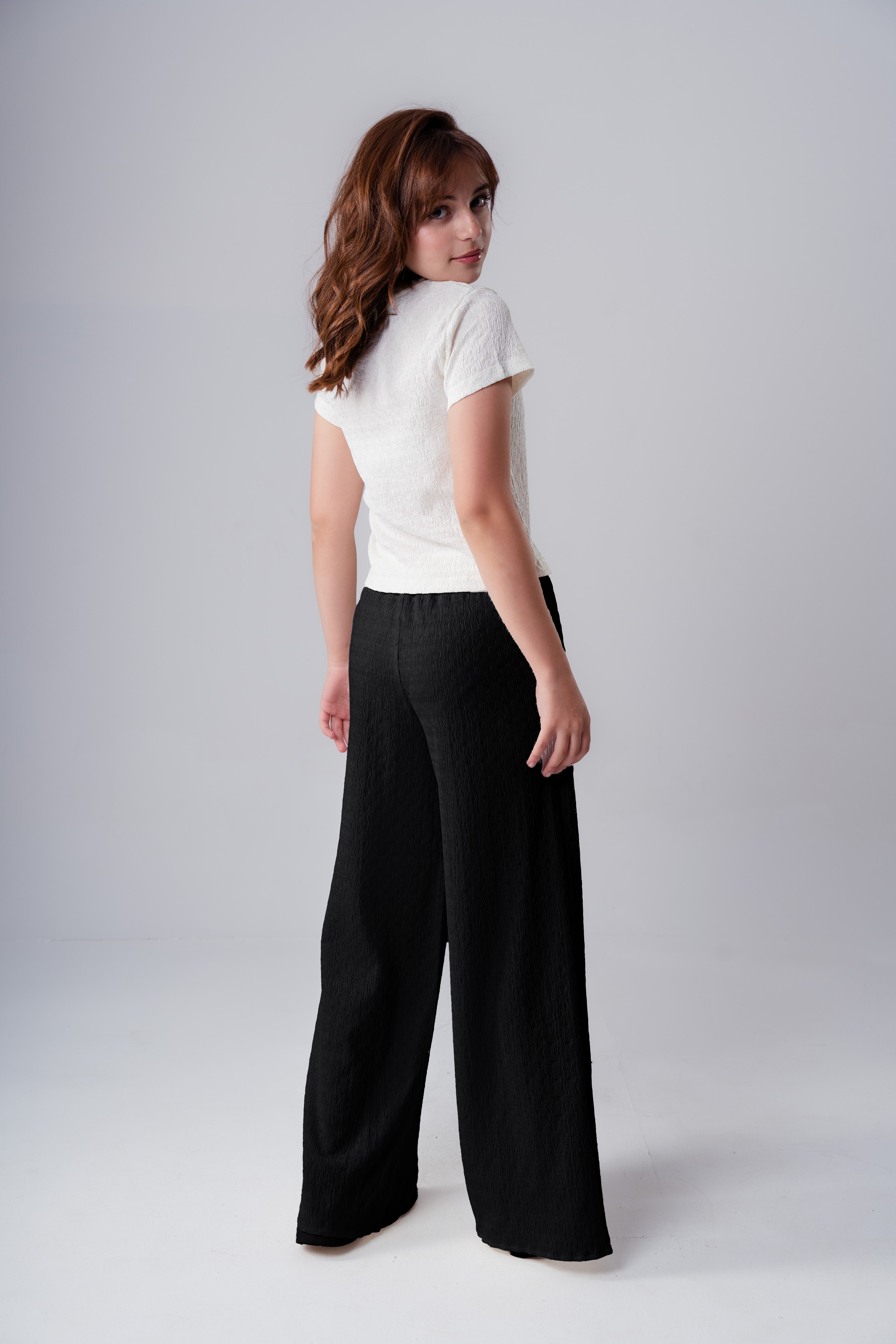 Girls Plain Crepe Trousers