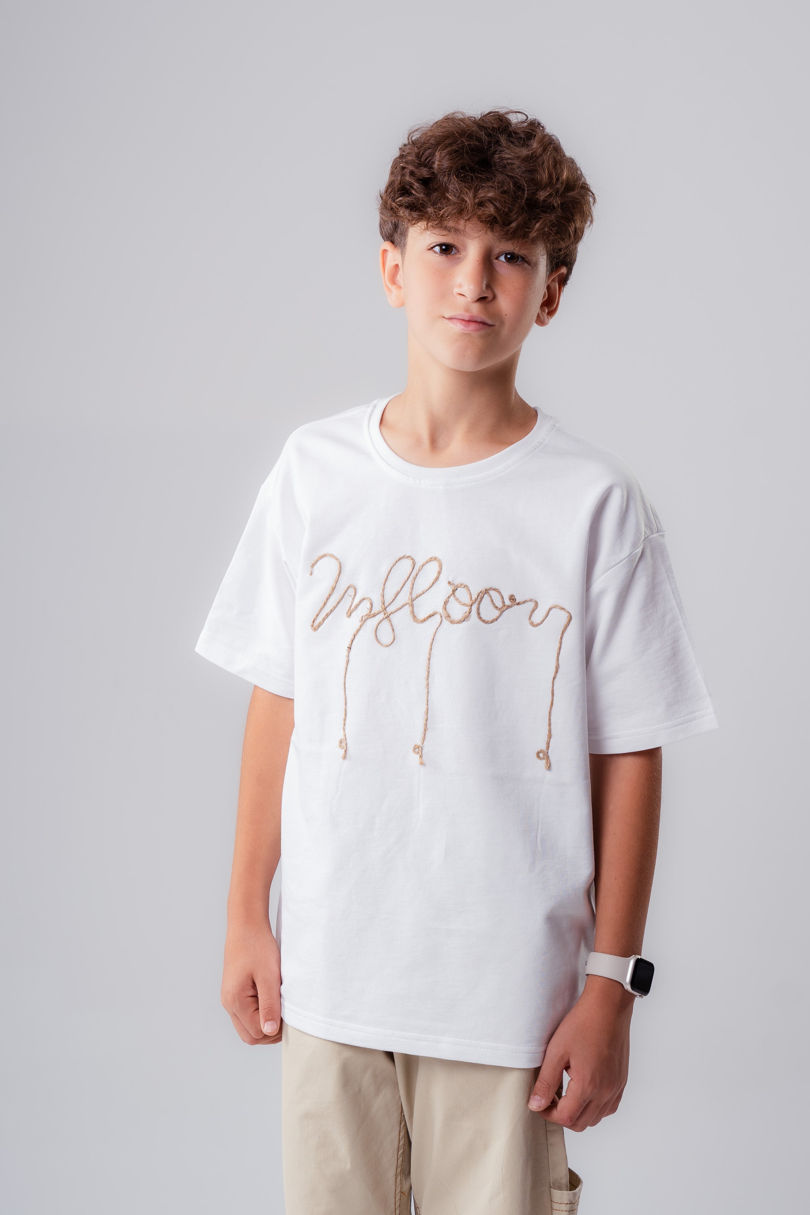 Boys’ T-SHIRT Short-Sleeve Cotton T-Shirt with Embroidered Script