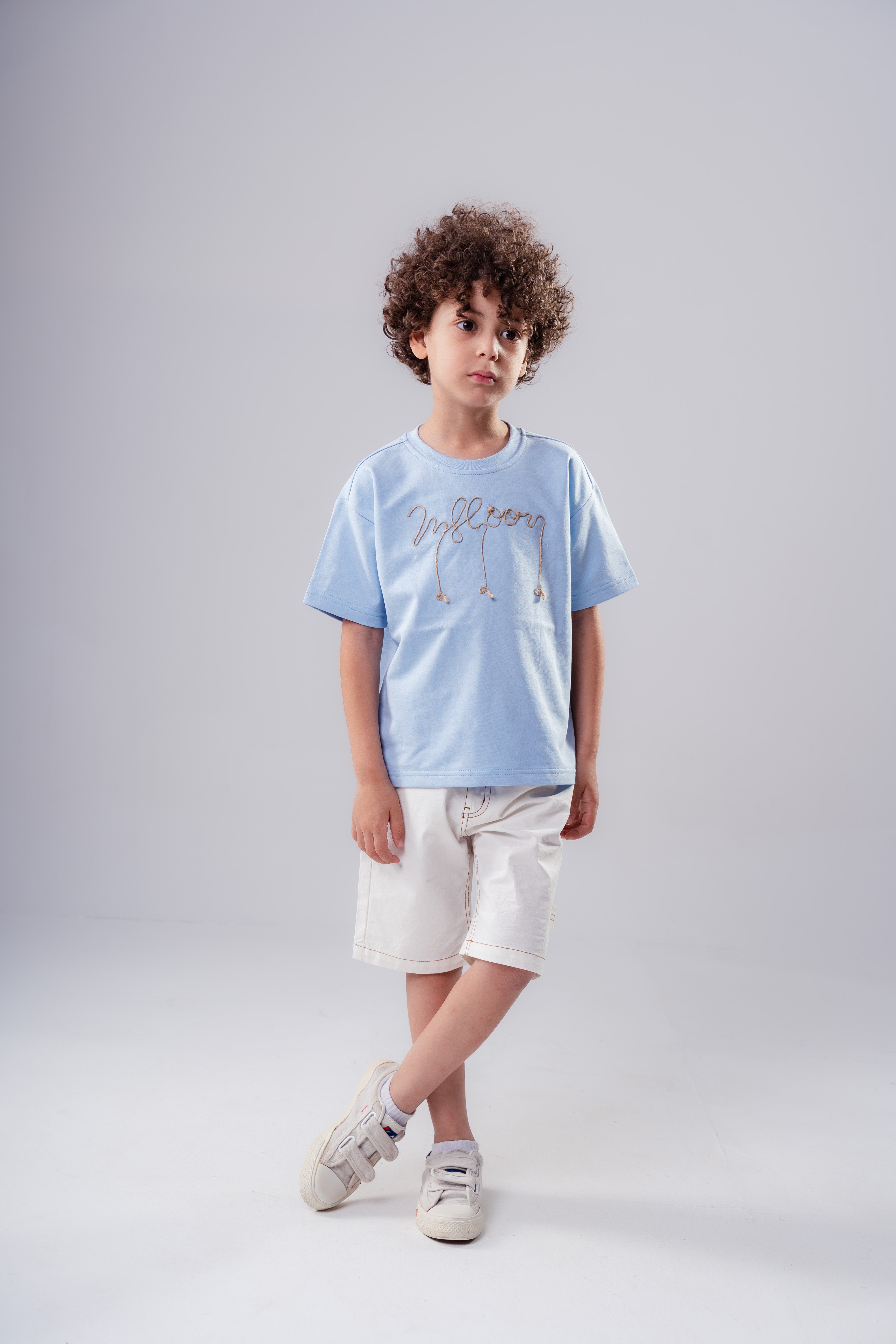 Boys’ T-SHIRT Short-Sleeve Cotton T-Shirt with Embroidered Script