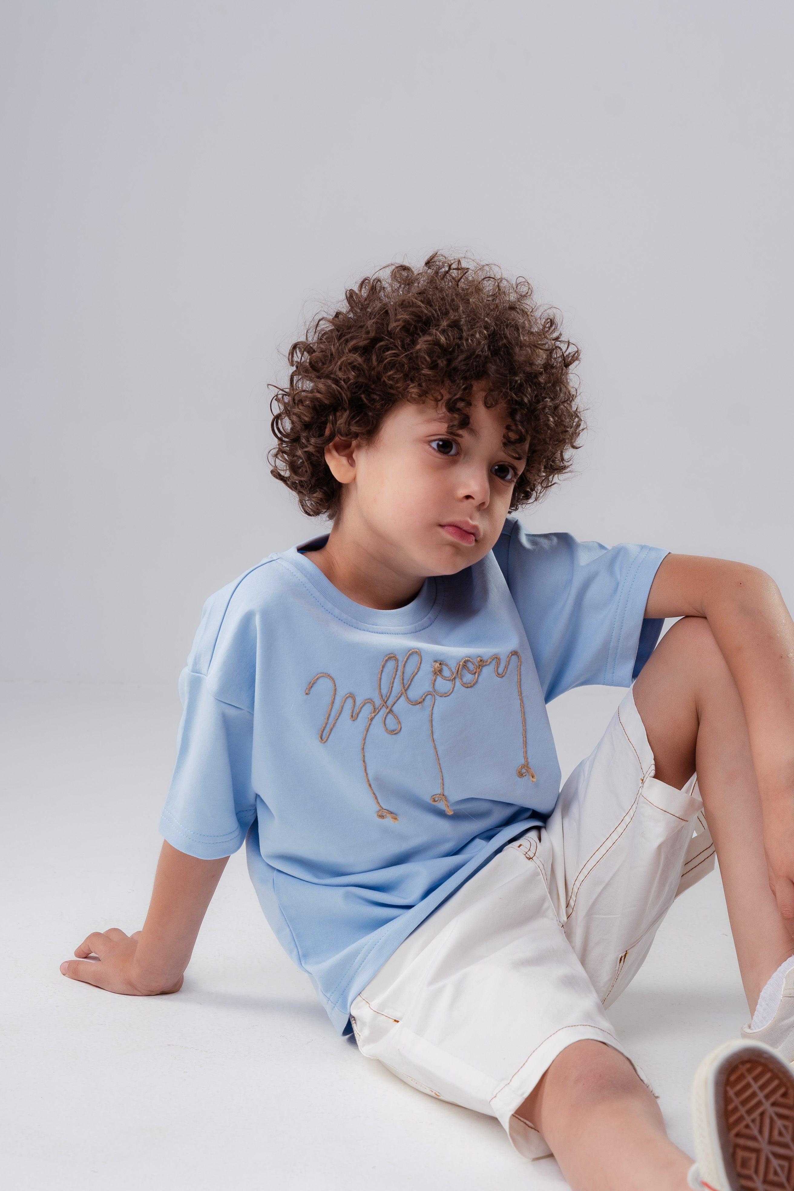 Boys’ T-SHIRT Short-Sleeve Cotton T-Shirt with Embroidered Script