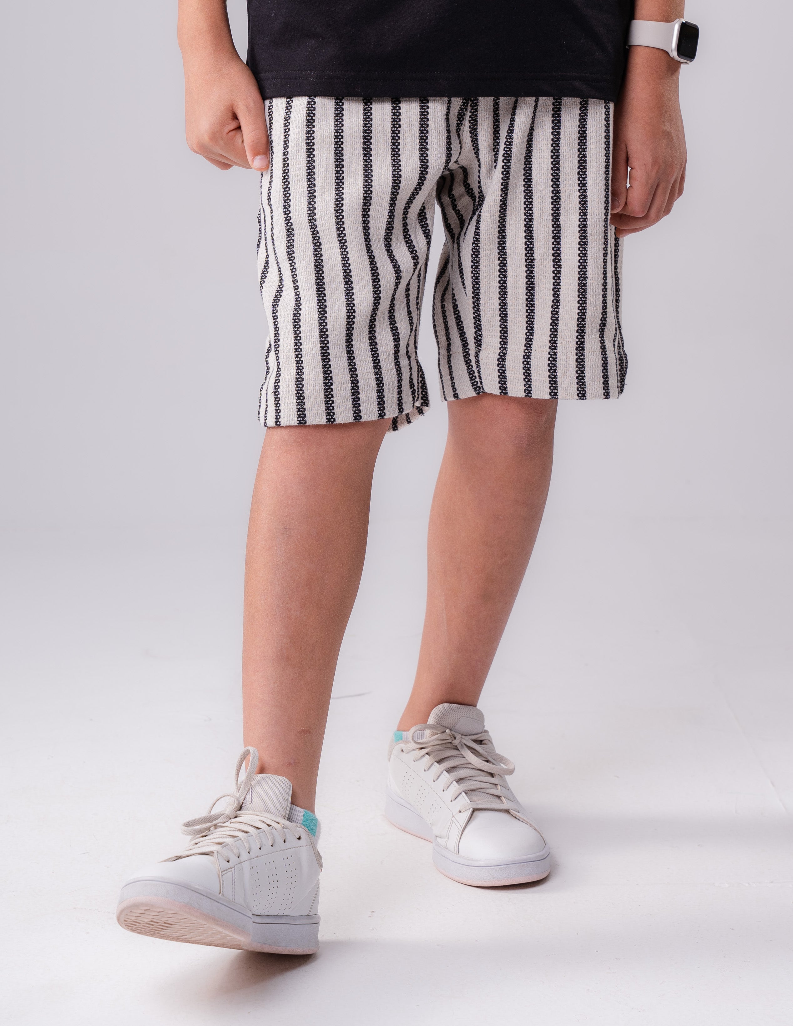 Boys linen-blend stripe shorts