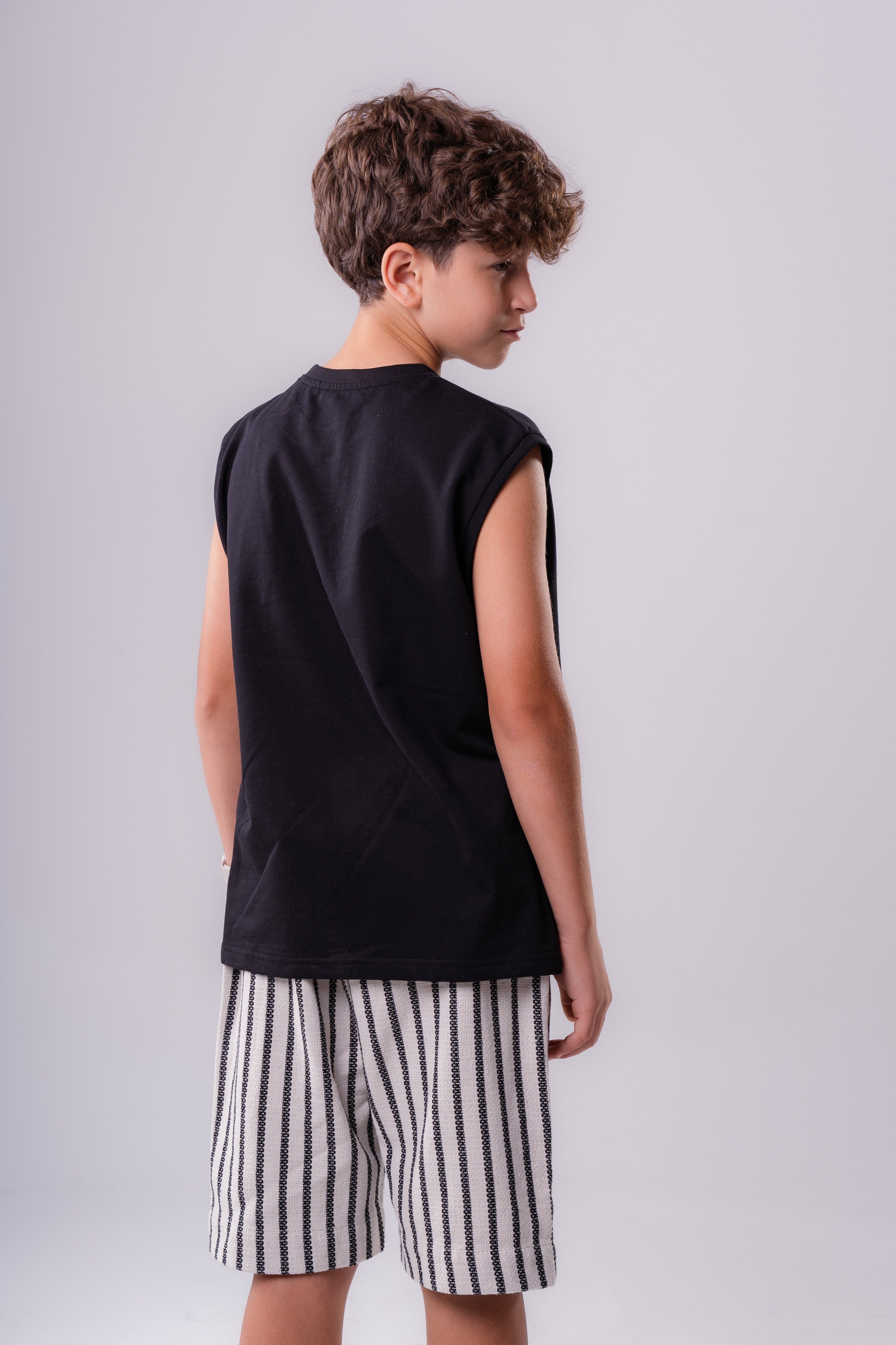 Boys linen-blend stripe shorts