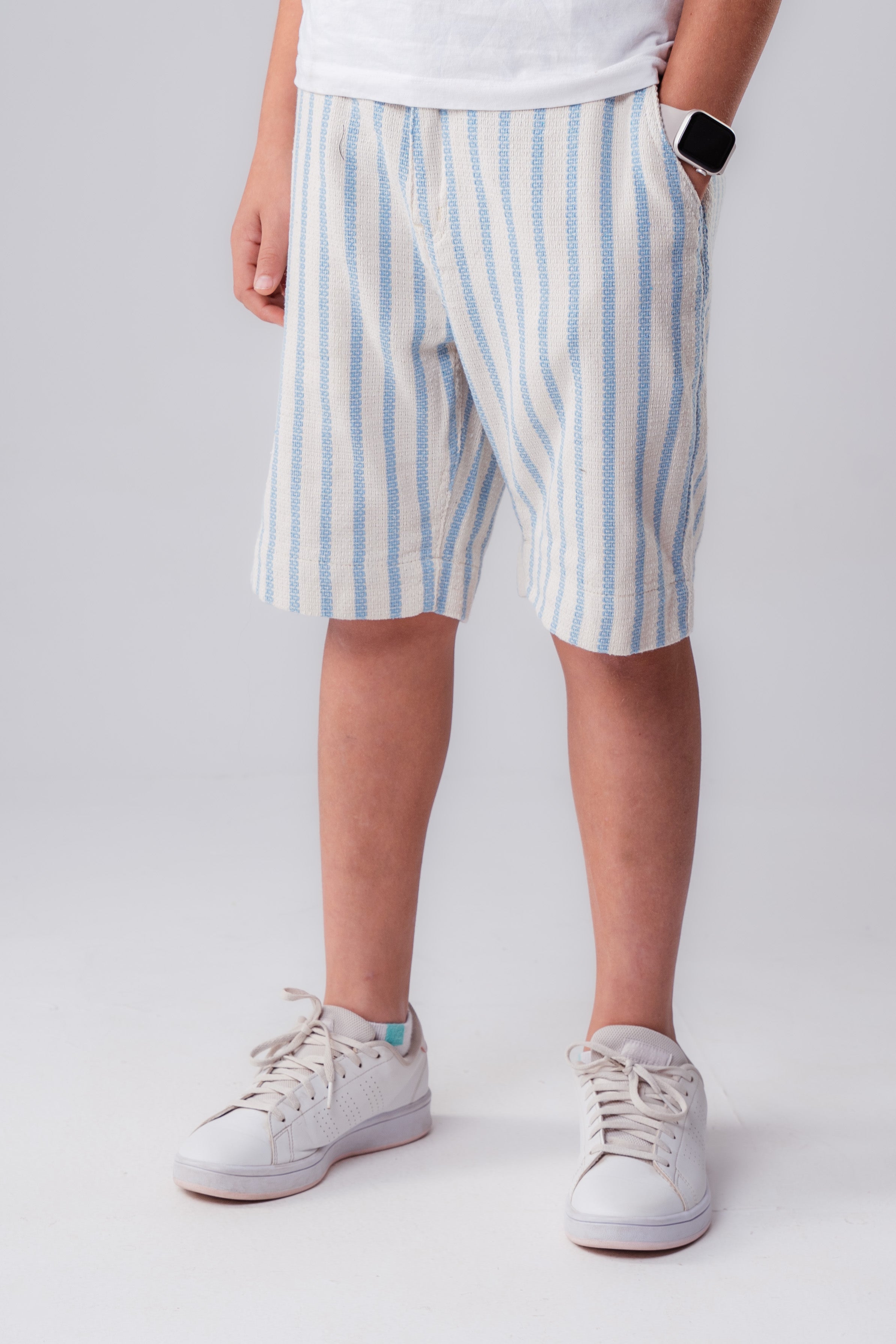 Boys linen-blend stripe shorts