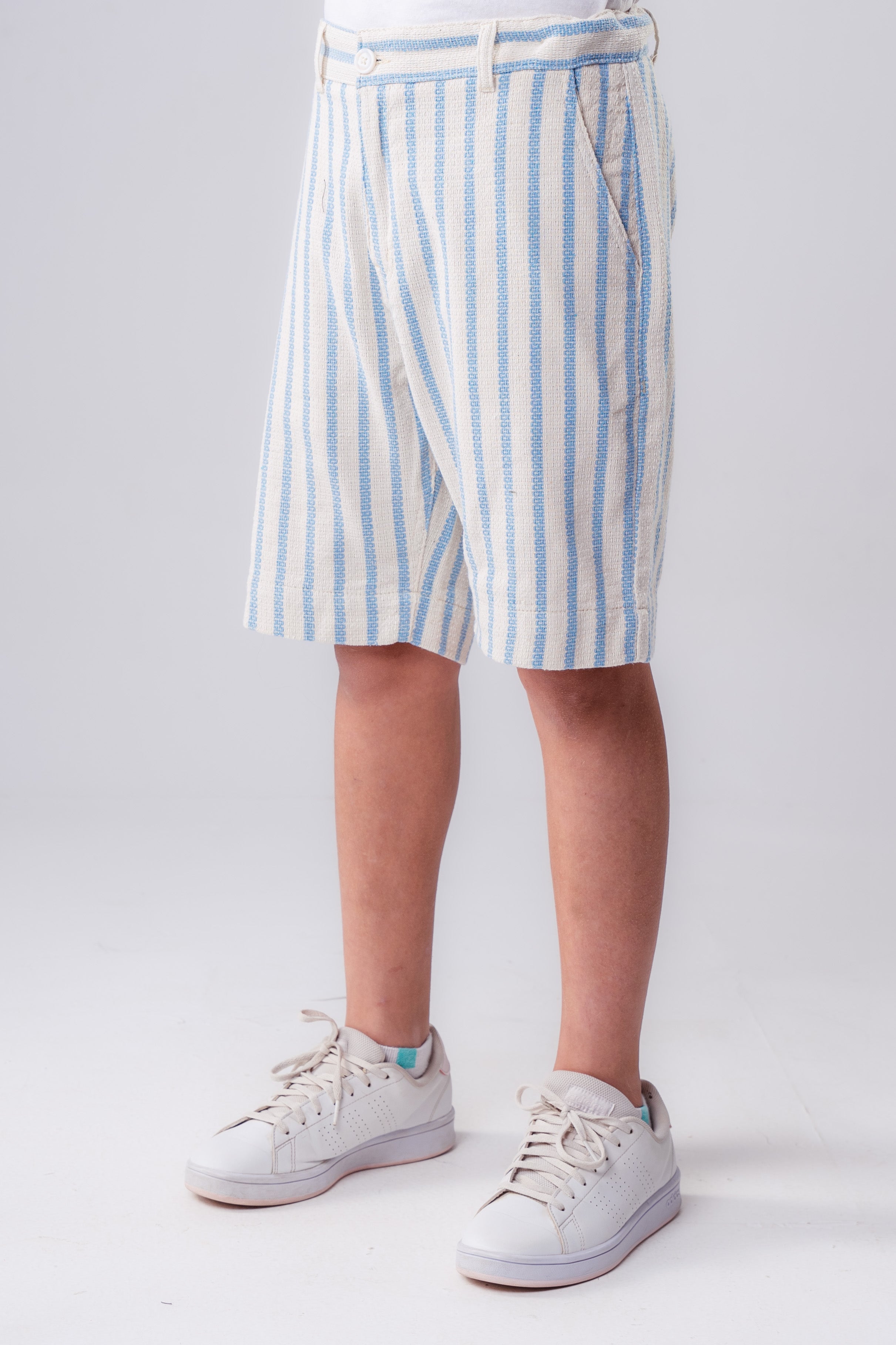 Boys linen-blend stripe shorts