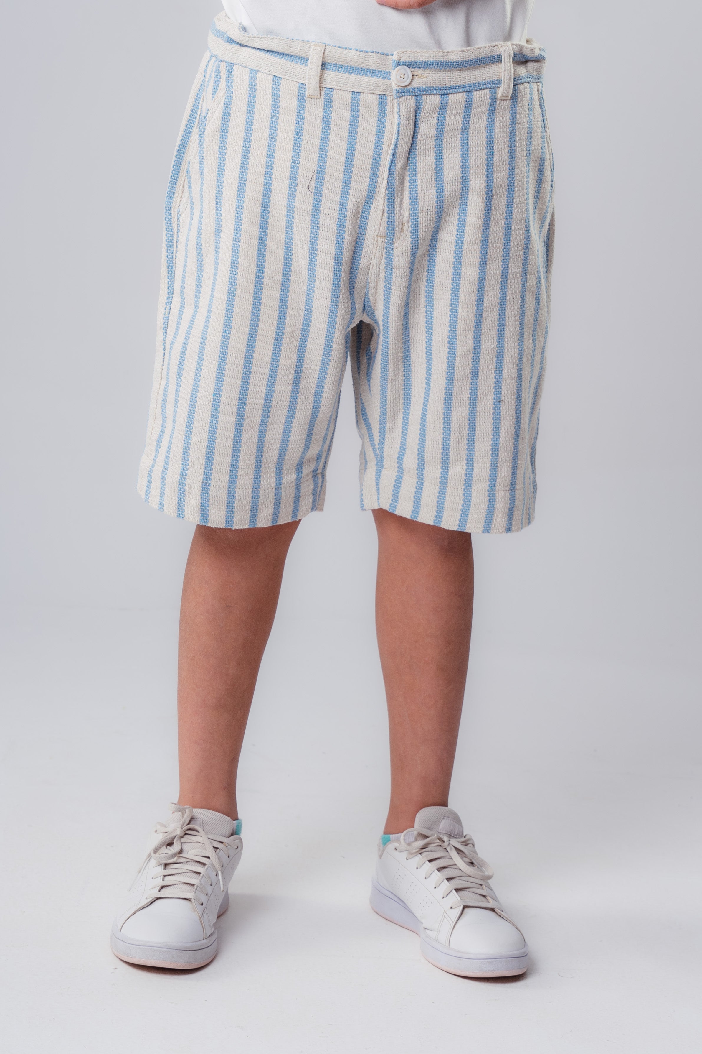Boys linen-blend stripe shorts