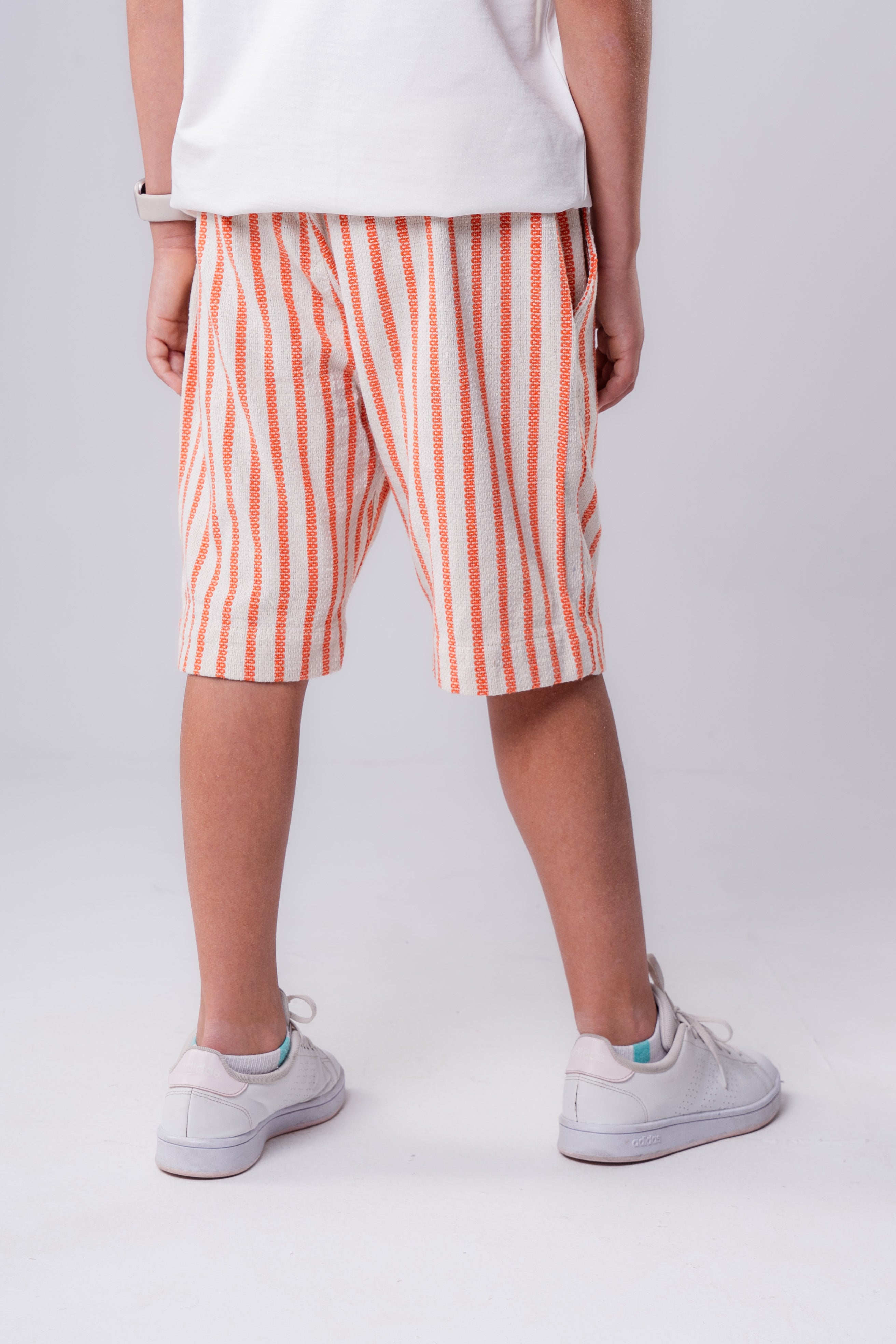 Boys linen-blend stripe shorts