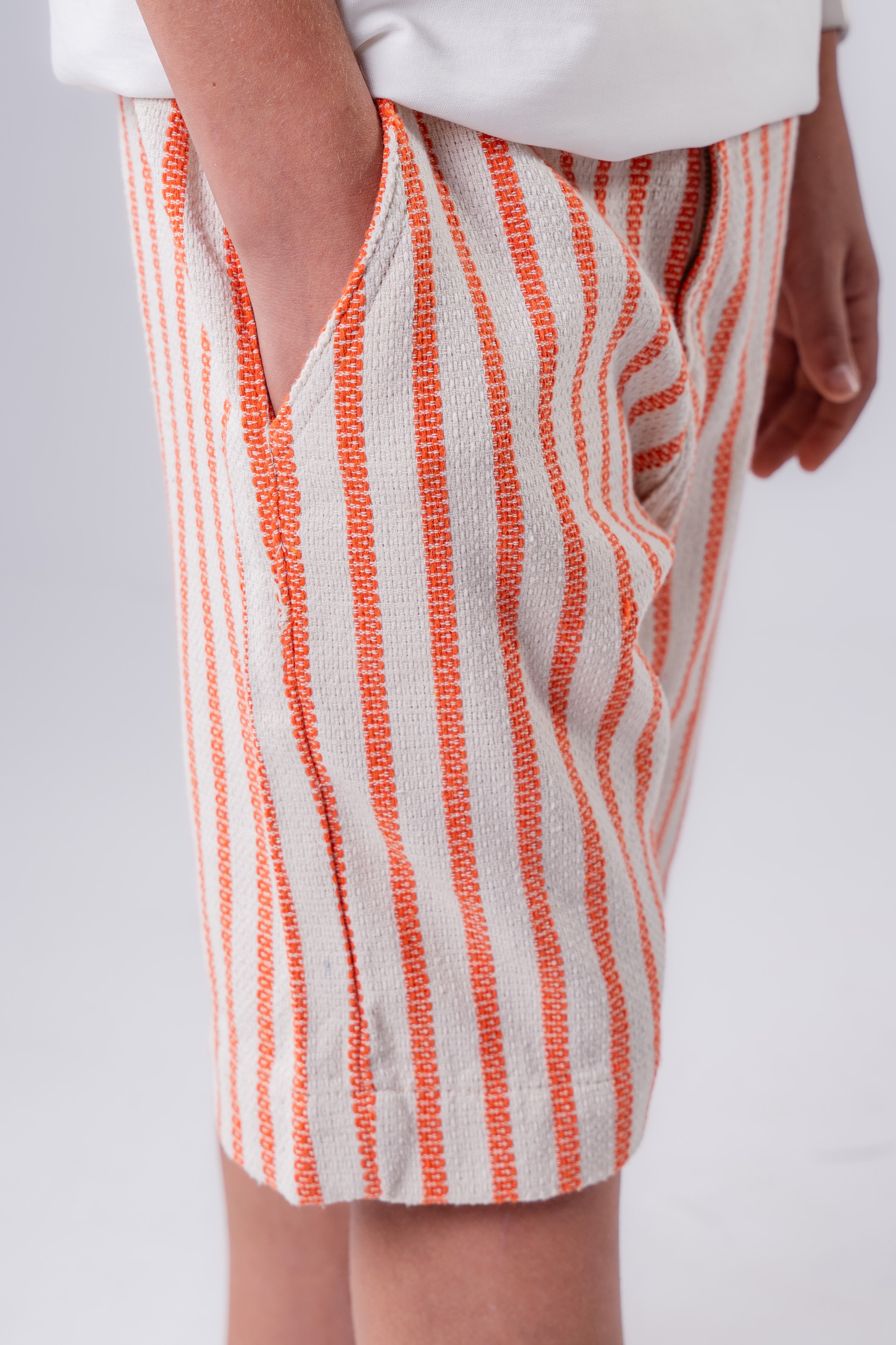 Boys linen-blend stripe shorts