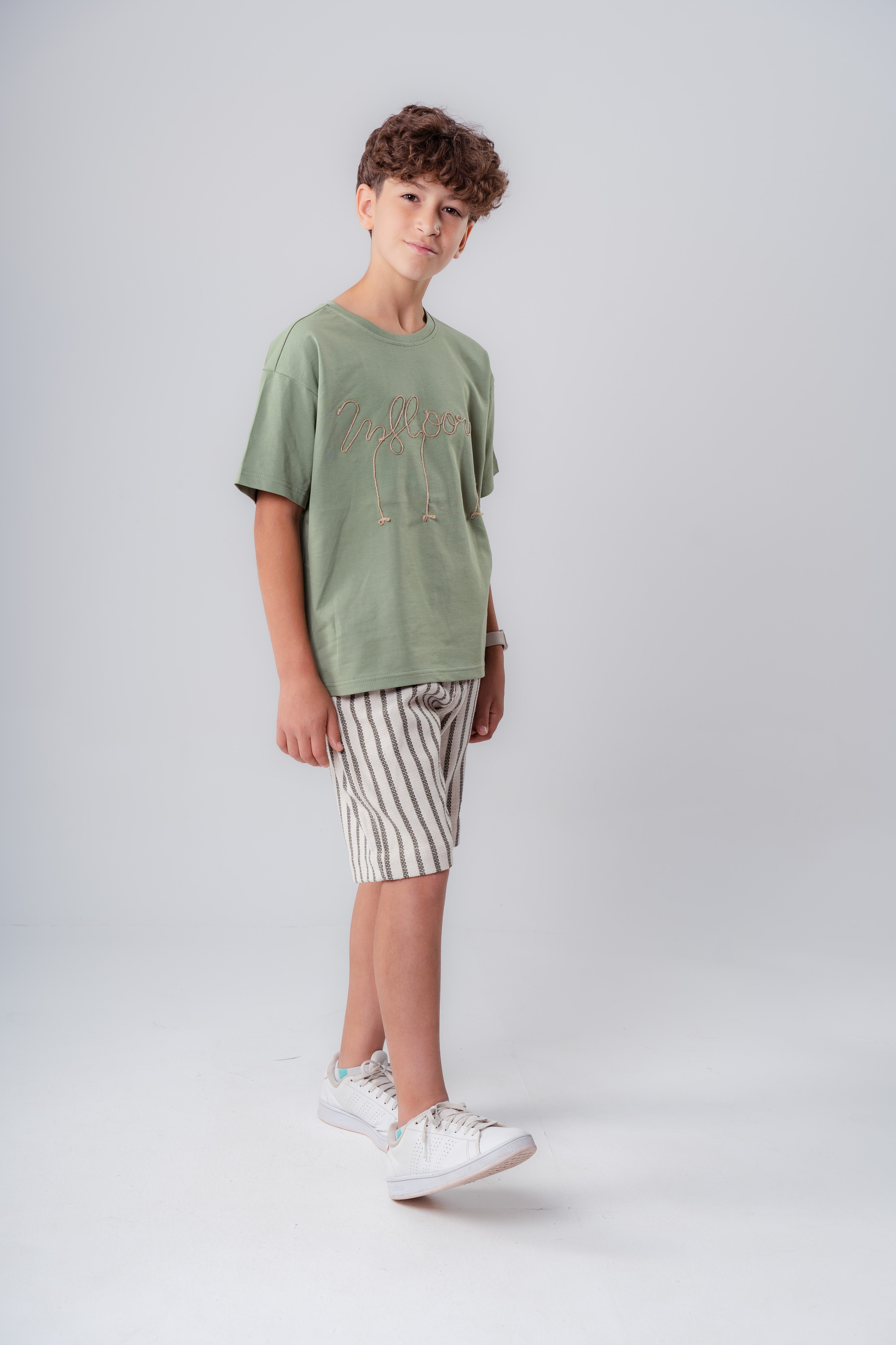 Boys’ T-SHIRT Short-Sleeve Cotton T-Shirt with Embroidered Script