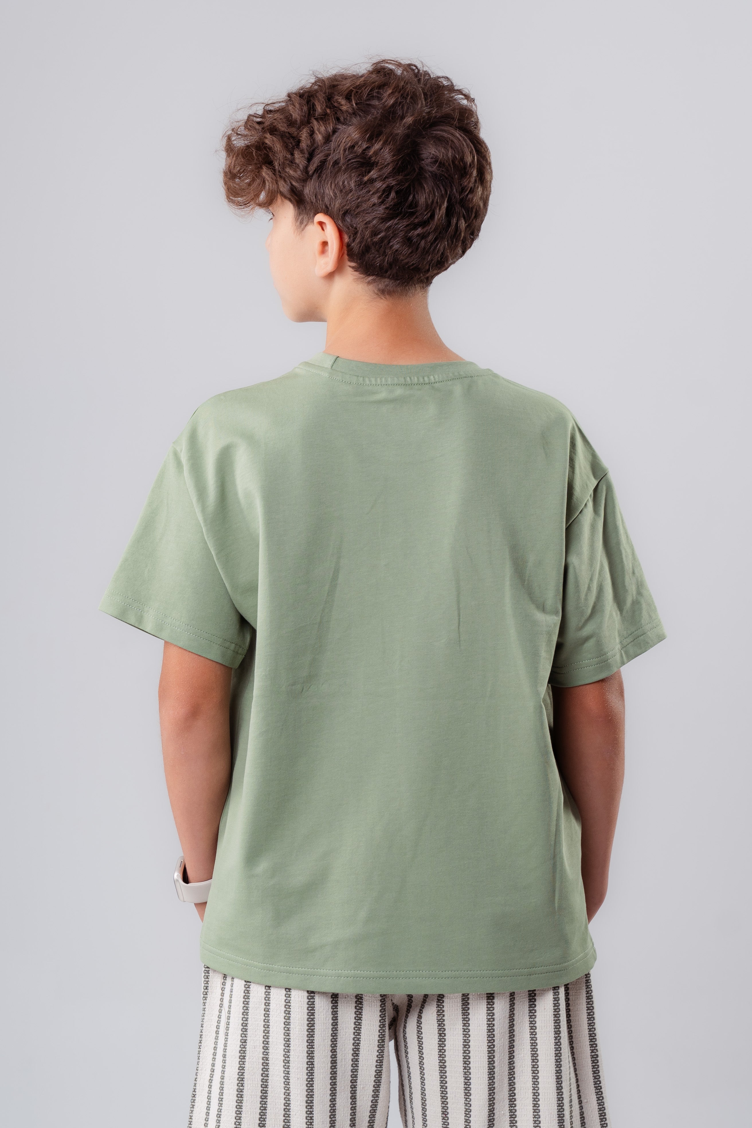 Boys’ T-SHIRT Short-Sleeve Cotton T-Shirt with Embroidered Script