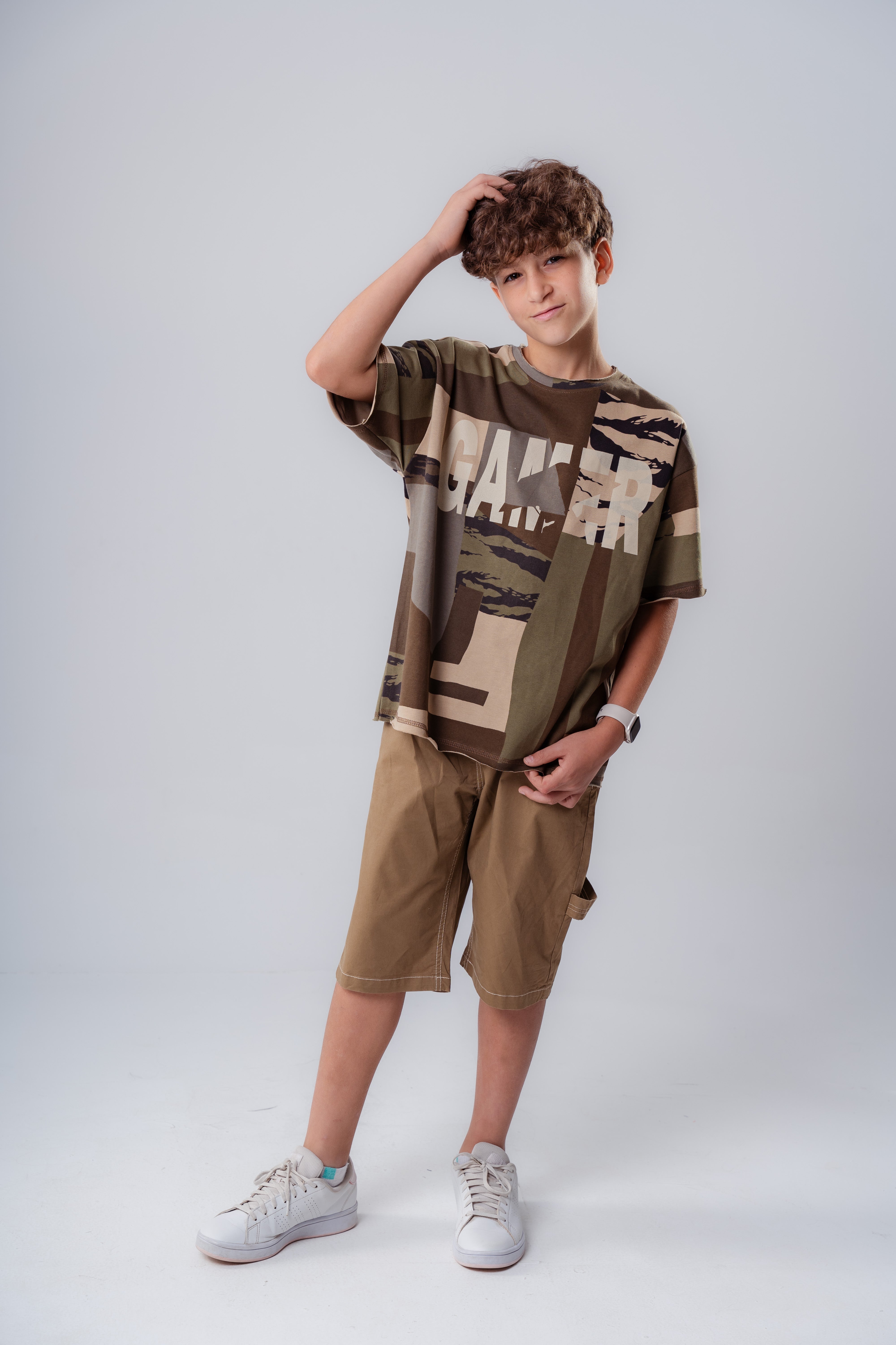 Boys’   Urban Camo "GAMER" Oversized Tee