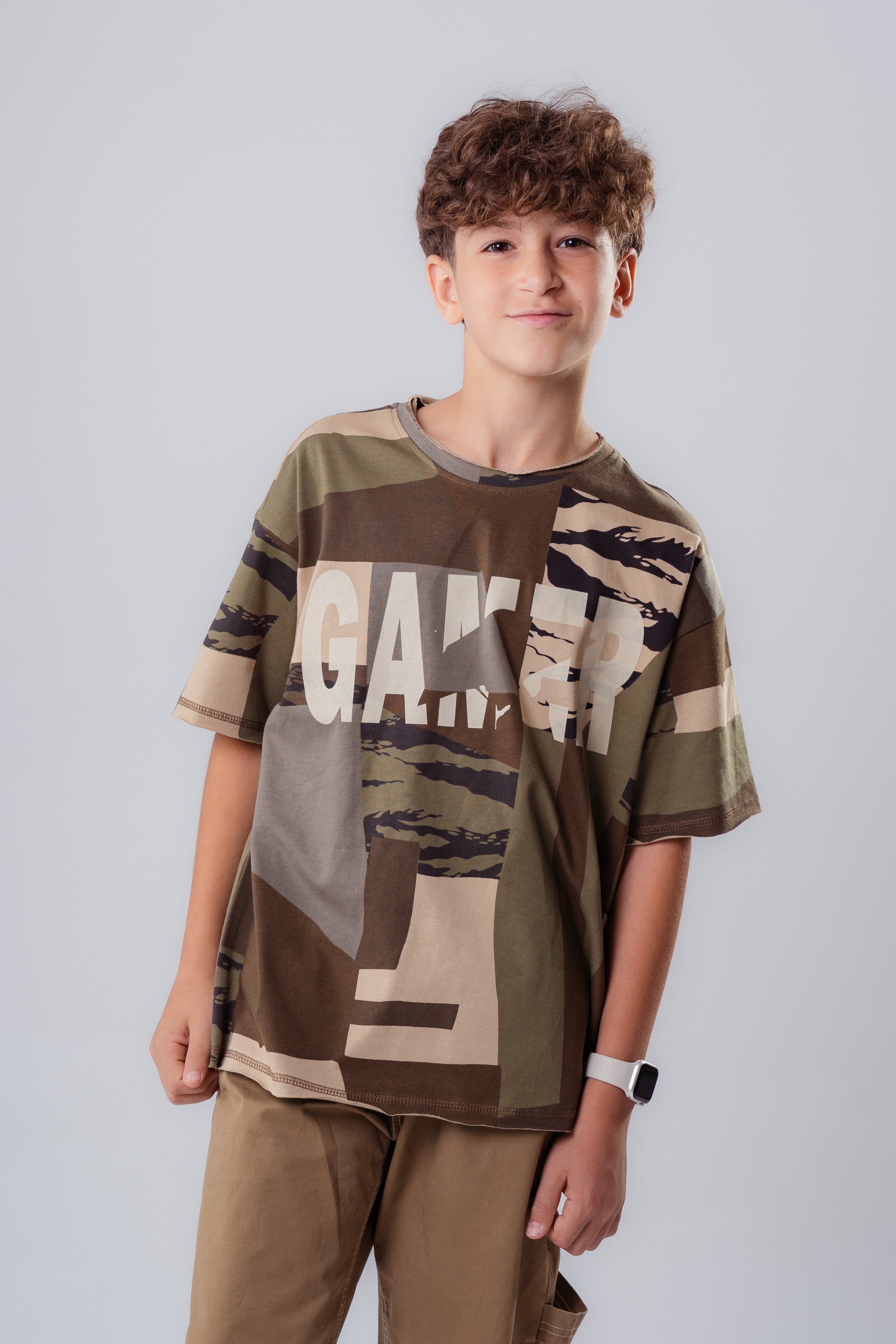 Boys’   Urban Camo "GAMER" Oversized Tee