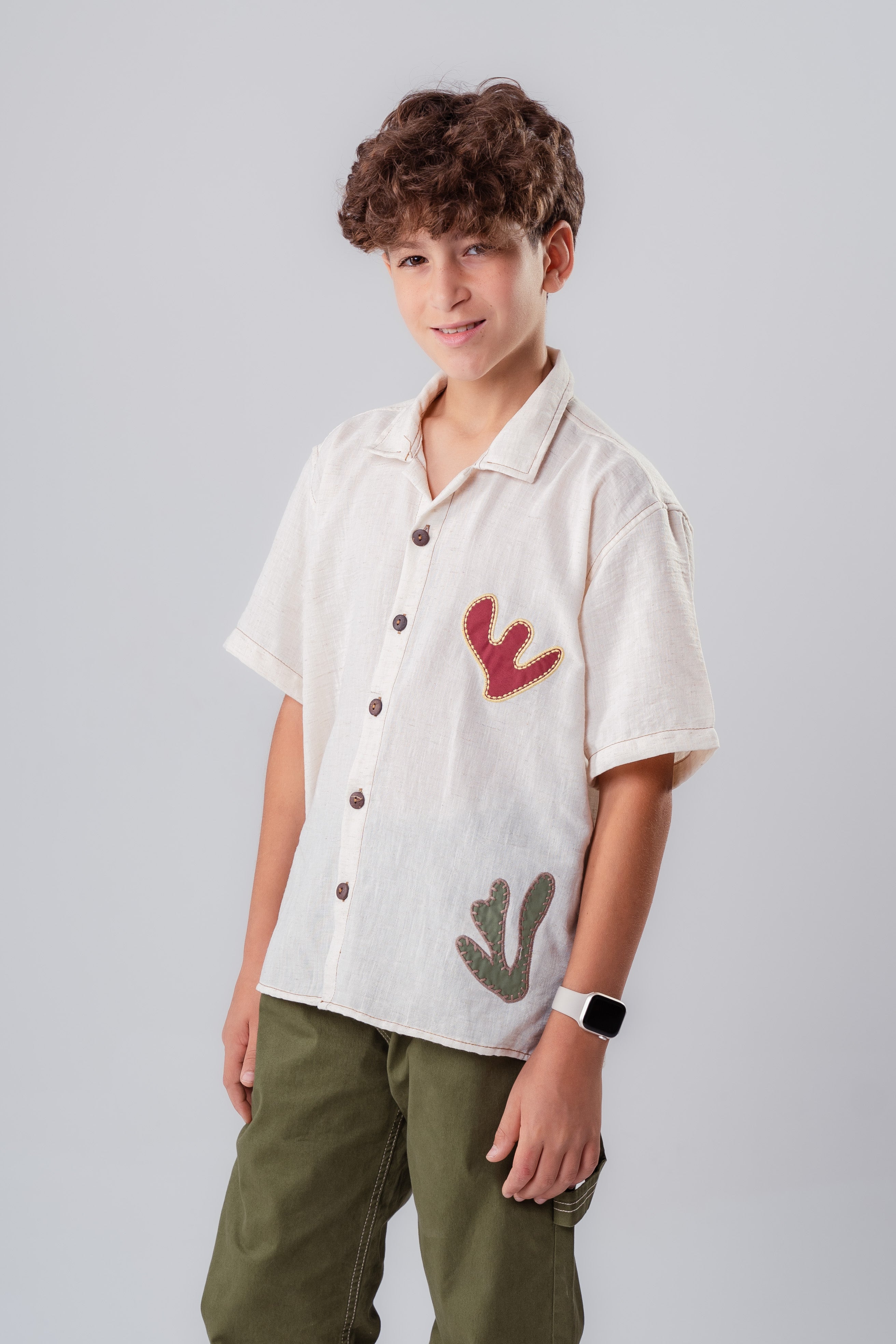 Boys Short Sleeve Shirt With embroidery