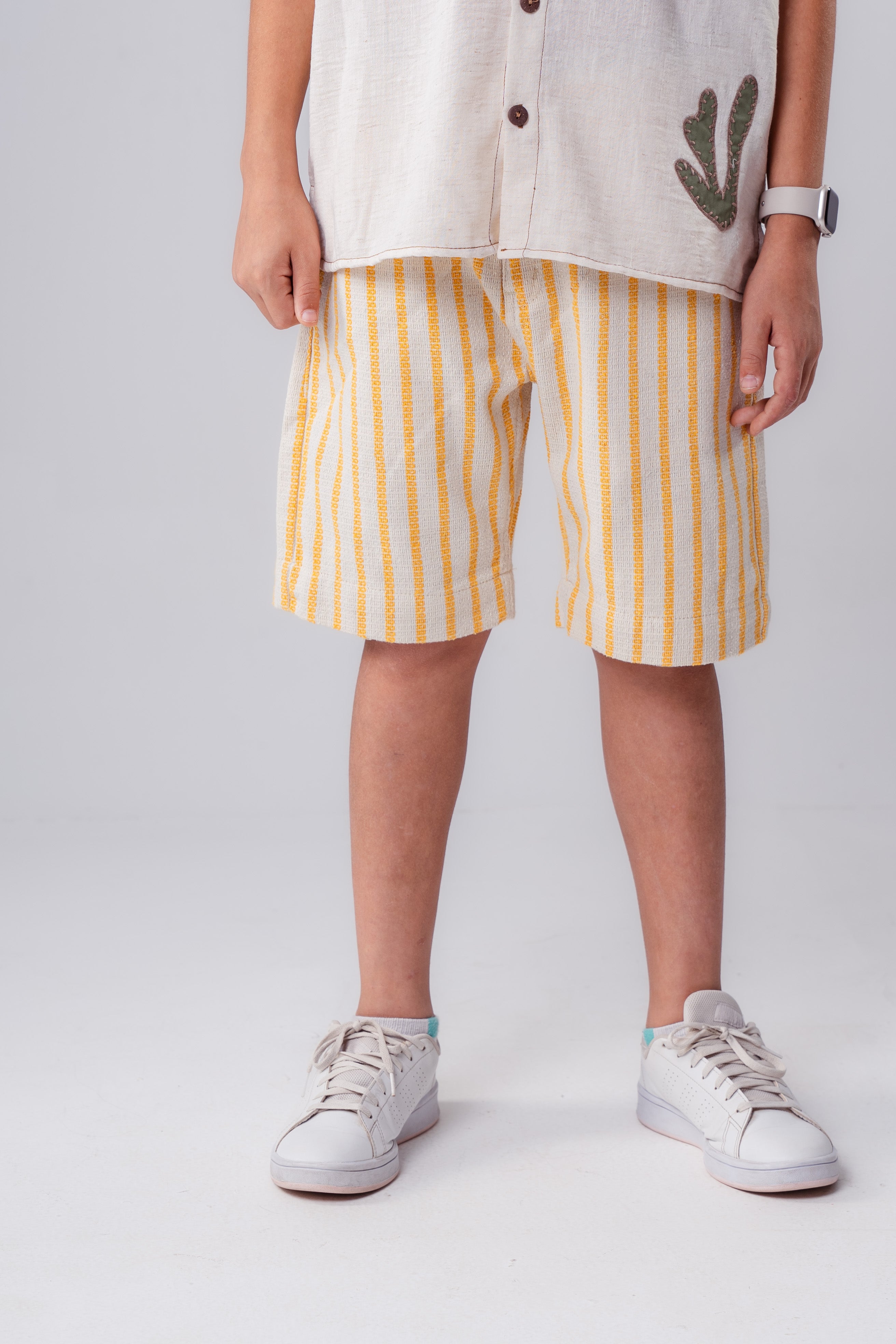 Boys linen-blend stripe shorts