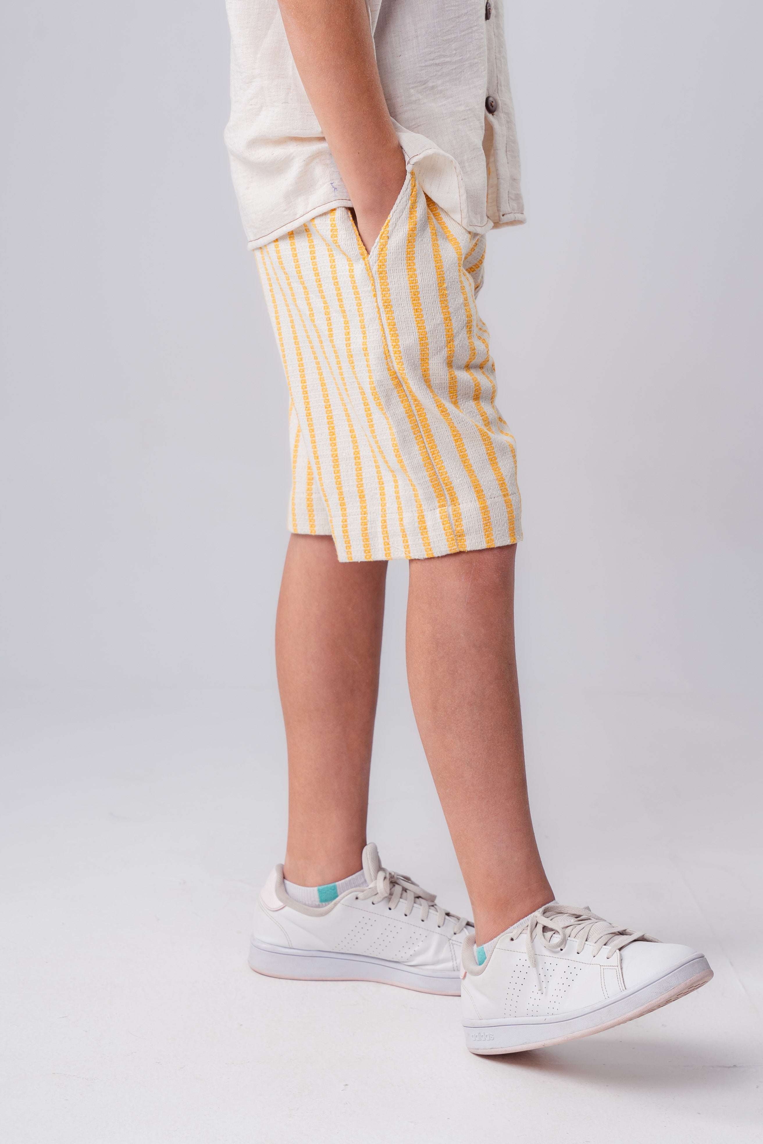 Boys linen-blend stripe shorts