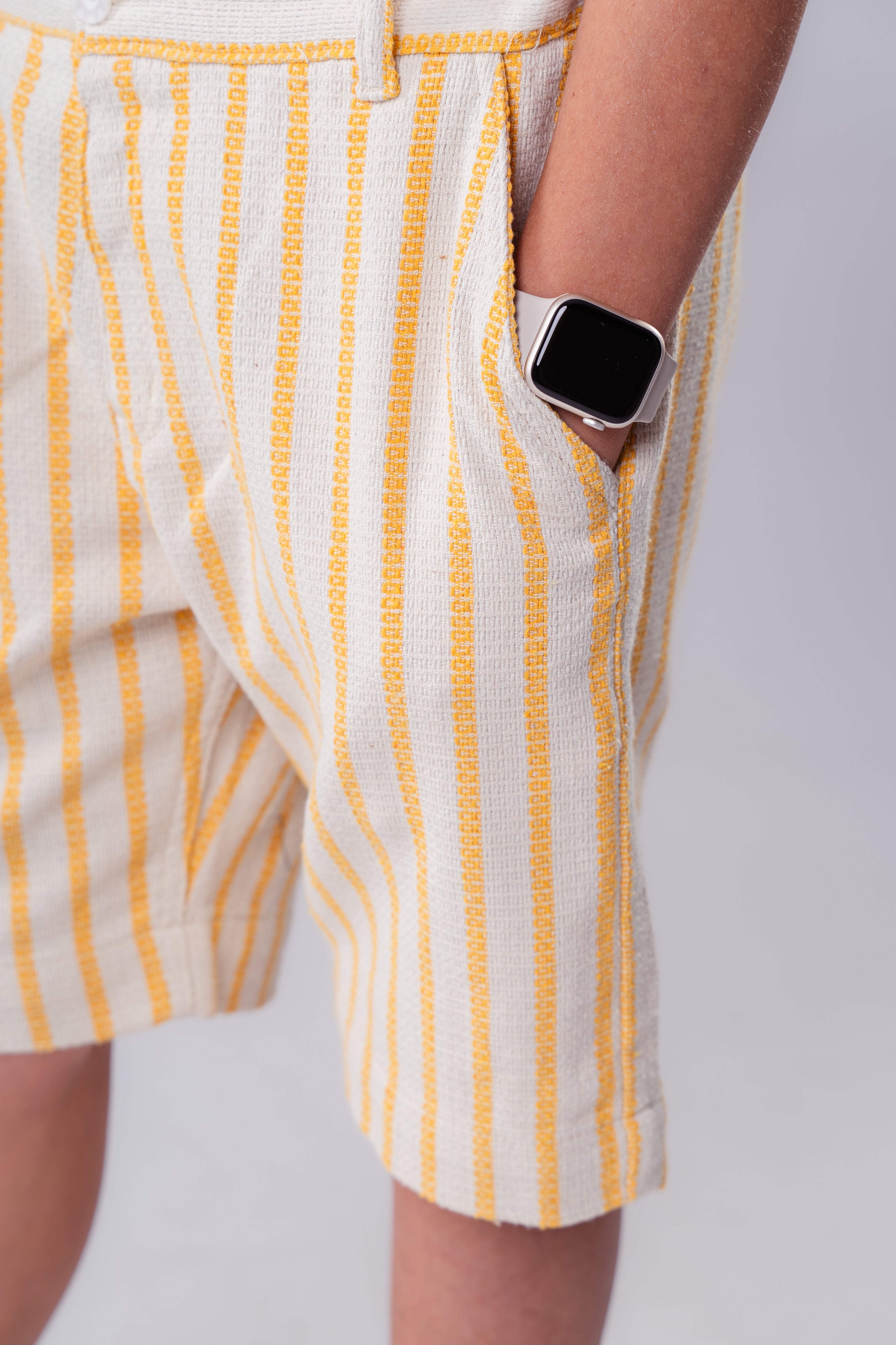 Boys linen-blend stripe shorts