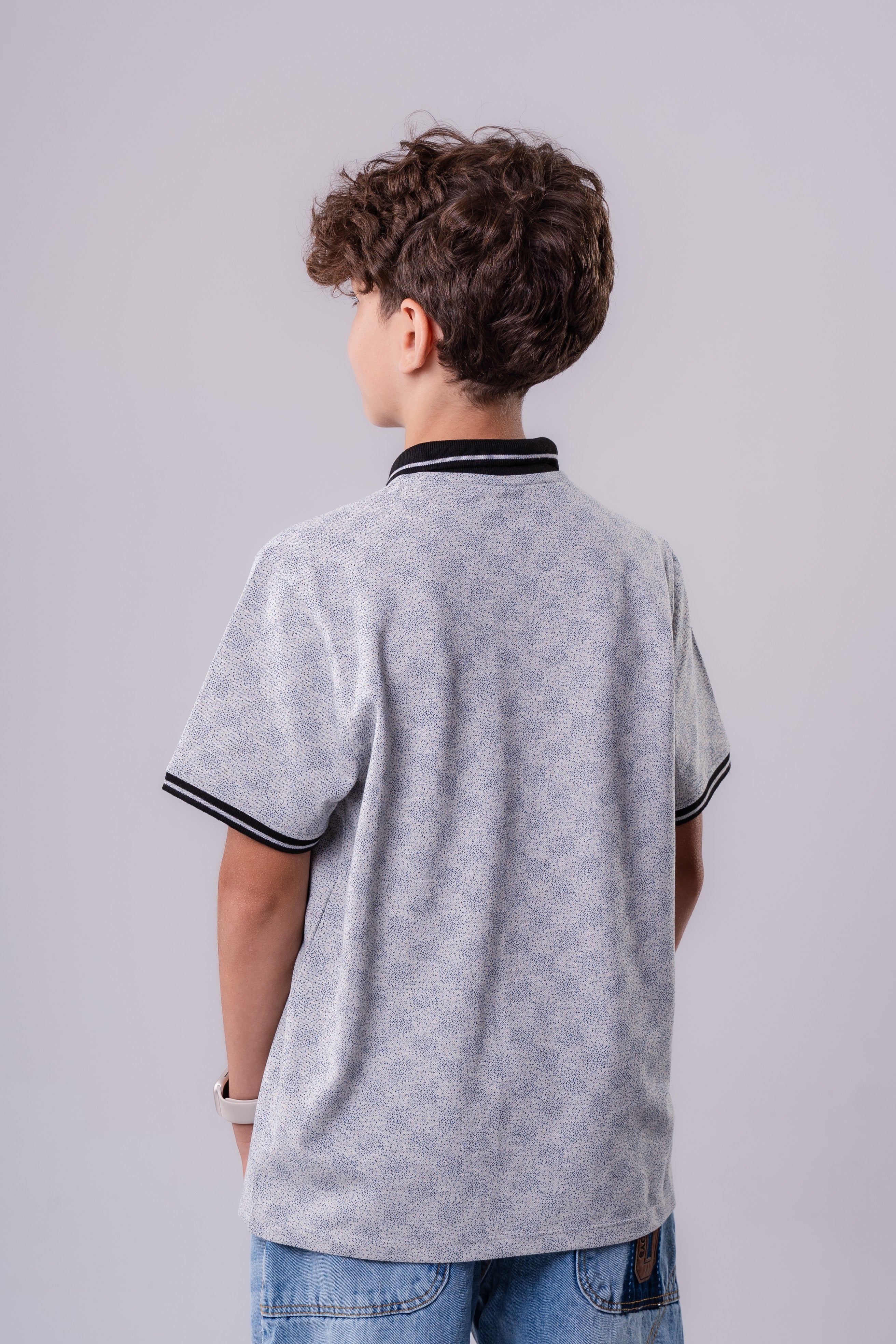 Boys’ Abstract Print Polo with Contrast