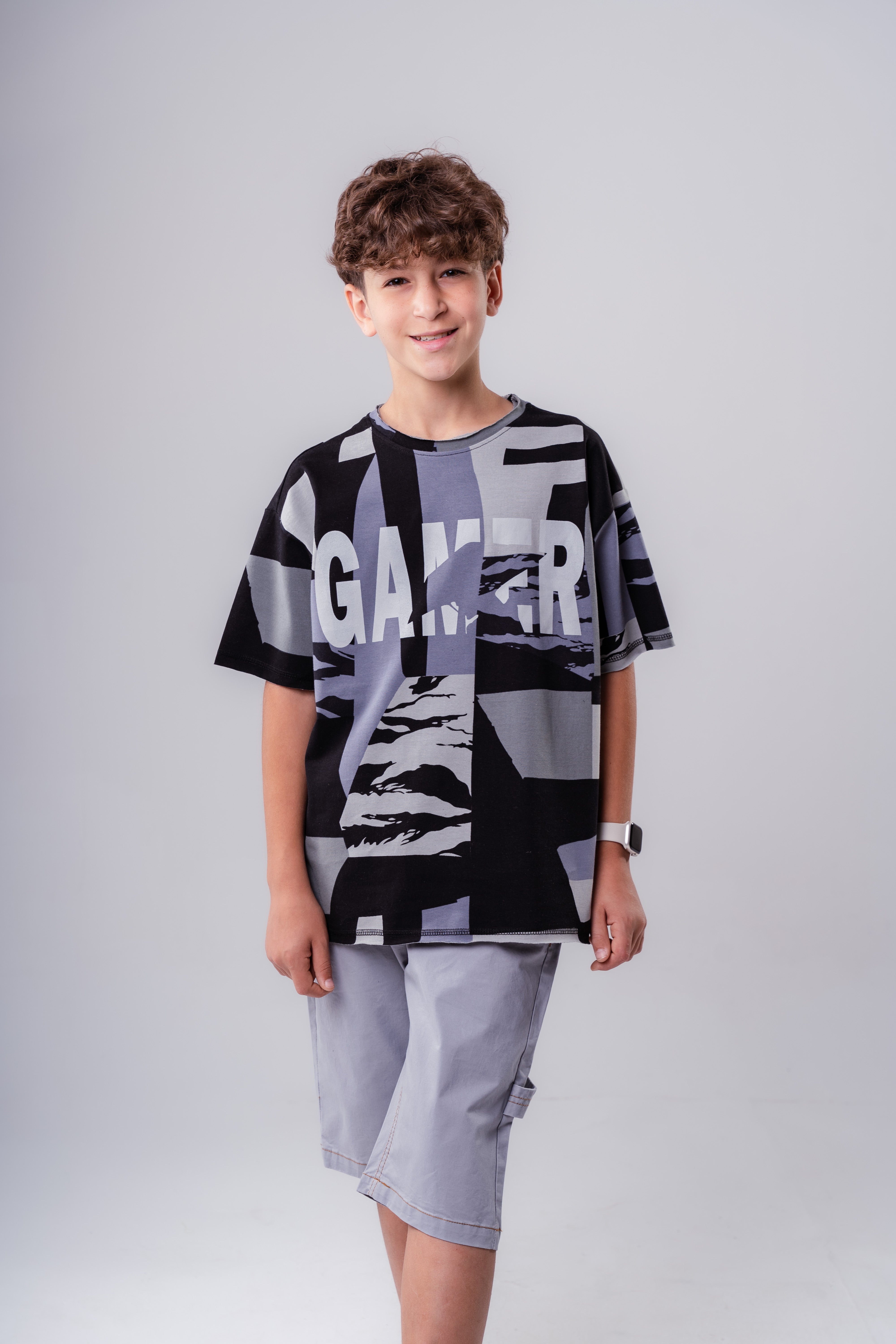 Boys’   Urban Camo "GAMER" Oversized Tee