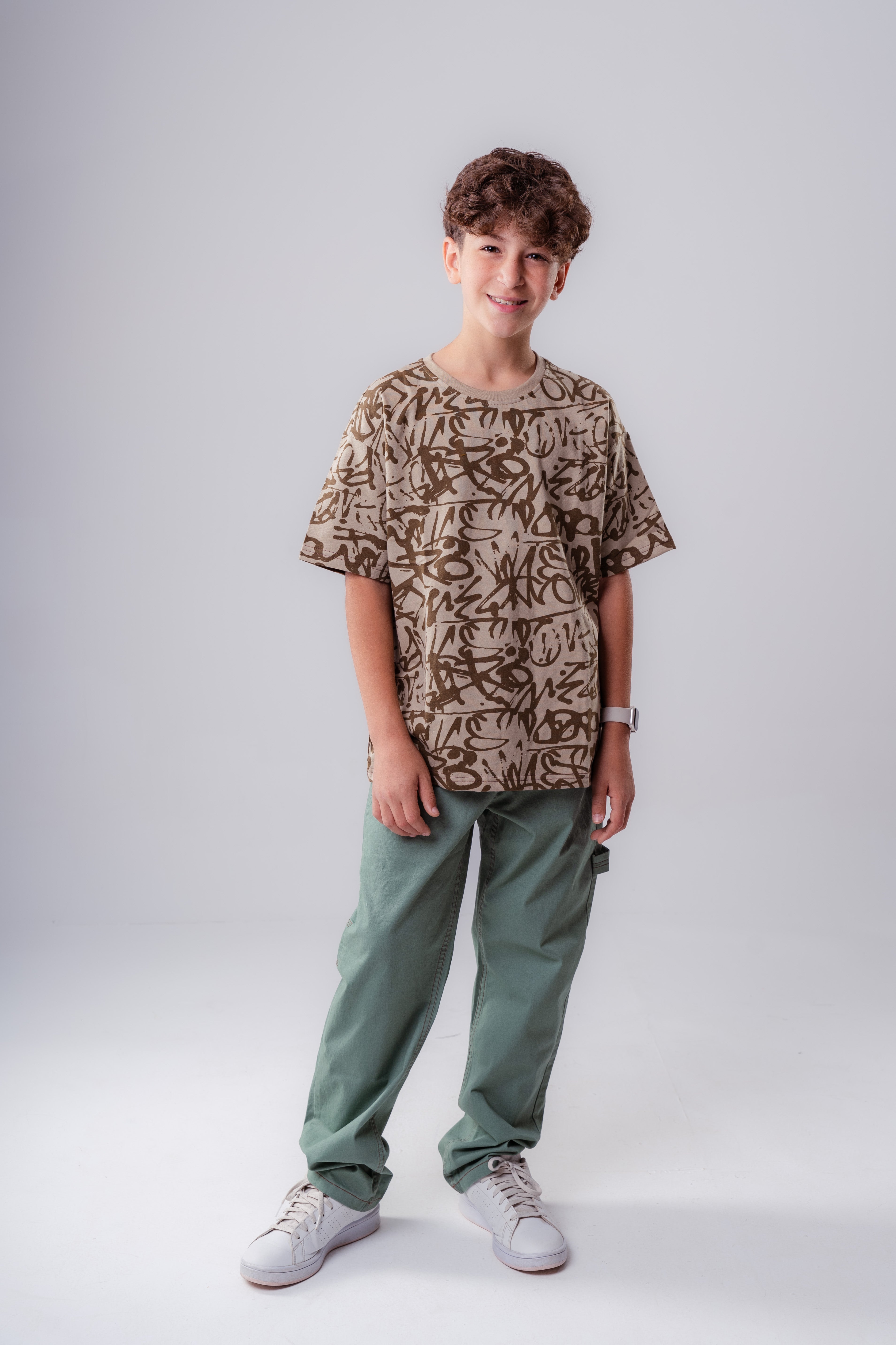 Boys Round Neck Oversize Printed T-shirt